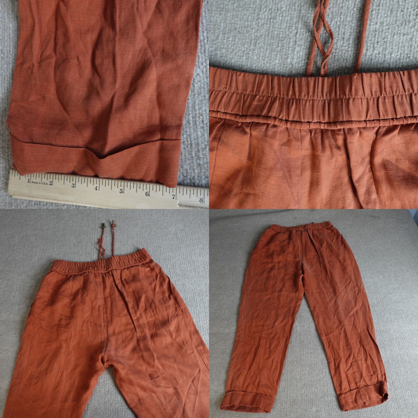 Apiece Apart Apiece Apart Womens Pants 8 Orange Linen Blend Pleated Wide-Leg Cuffed Size 30" / US 8 / IT 44 - 8 Thumbnail