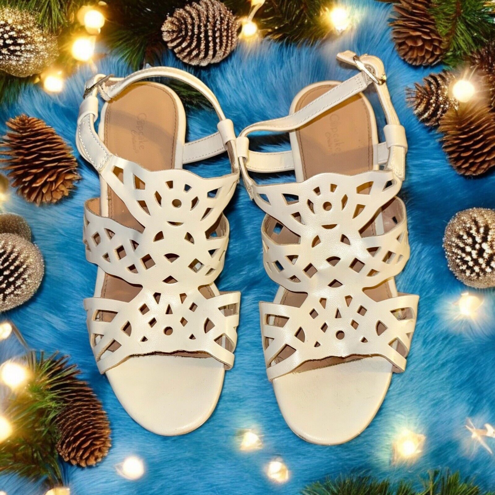The Unbranded Brand Cupcake Couture White Wedge Sandals Size 6!! Size US 6 / IT 36 - 1 Thumbnail