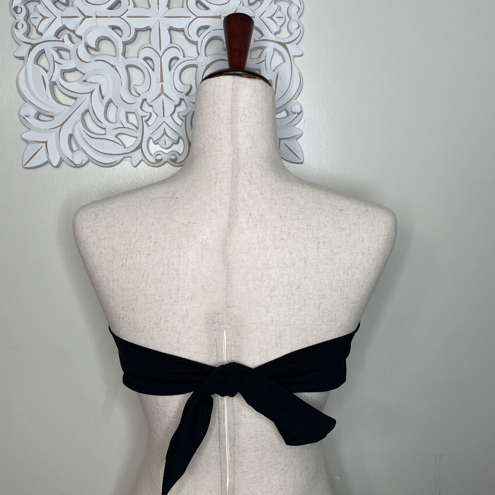 Perry Ellis PERRY ELLIS size L Bandeau Bikini Top Back Tie BLACK Gold Size L / US 10 / IT 46 - 4 Thumbnail