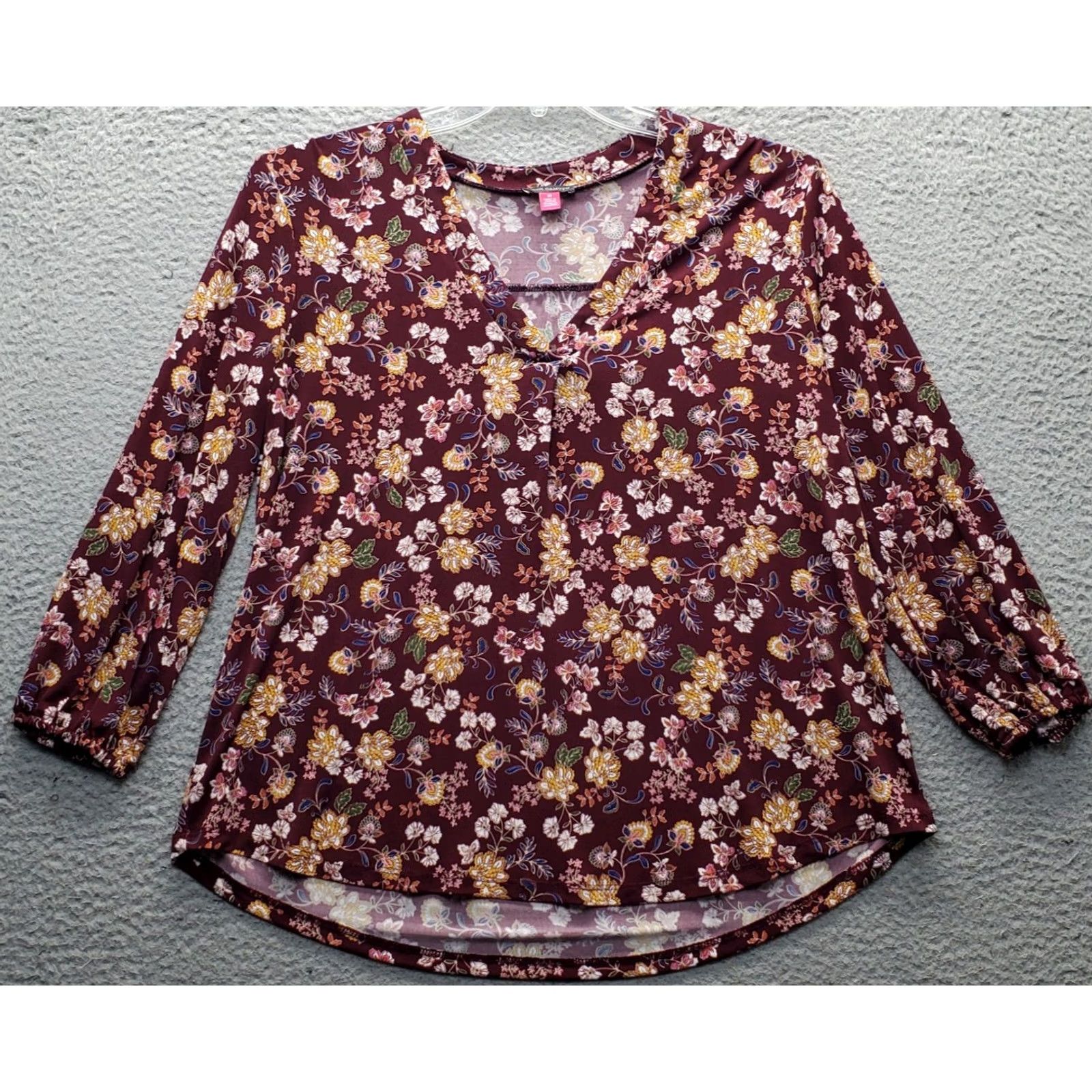 Vince Camuto Vince Camuto Tunic Blouse Top Womens M Floral Balloon Sleeve V-Neck Multicolor Shirt Size M / US 6-8 / IT 42-44 - 2 Thumbnail