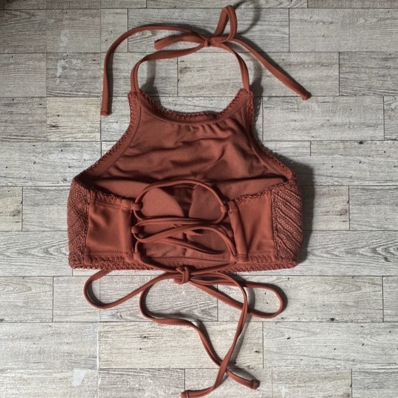 Target Basics Xhilaration, Copper/Rust Knit, Strappy, Halter Bikini Top Size M / US 6-8 / IT 42-44 - 4 Thumbnail