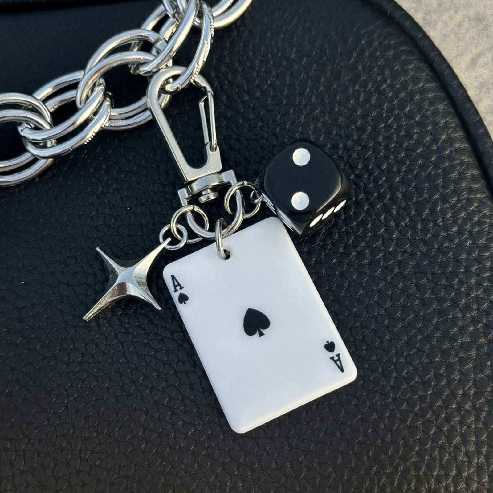 Jewelry Playing Card & Dice Keychain, Poker Charm Accessories Size ONE SIZE - 4 Thumbnail