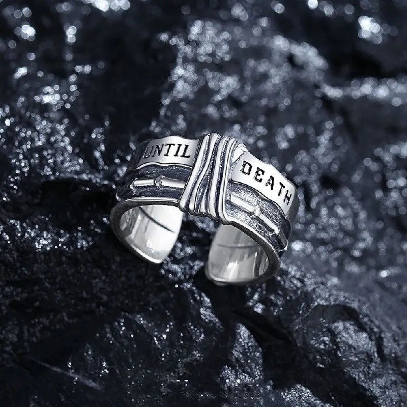 Jewelry × Vintage Hip-hop Punk Vintage Geometric Letters Ring Size ONE SIZE - 3 Thumbnail