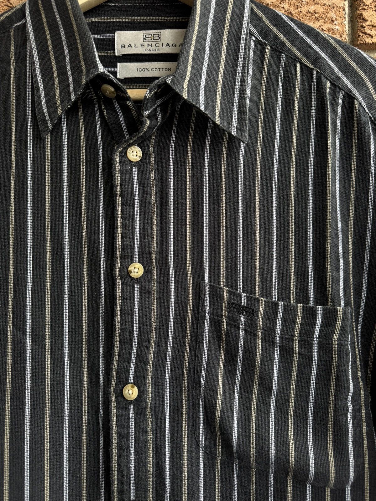 Balenciaga Balenciaga Vintage Shirt Striped Button Ups Size US L / EU 52-54 / 3 - 4 Thumbnail