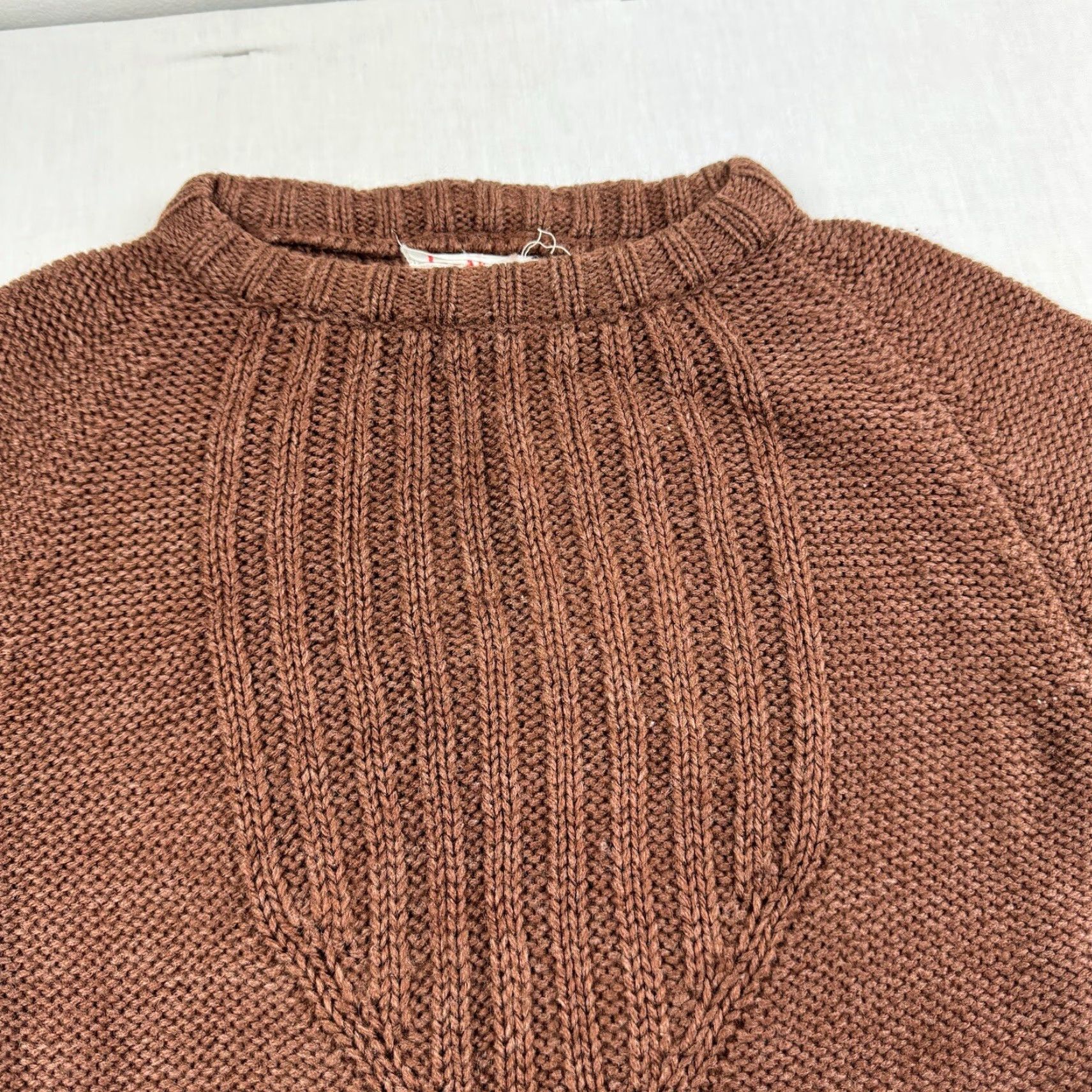 Vintage VINTAGE Jean Nicole Sweater Women's M Crew Neck Brown 60s Pullover Knit Woolless 1960s Mens/Womens Size M / US 6-8 / IT 42-44 - 3 Thumbnail