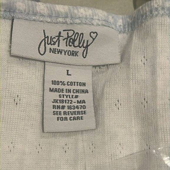 Other Just Polly Womens Floral Ribbed Crop Top White & Blue Short Size L / US 10 / IT 46 - 5 Thumbnail