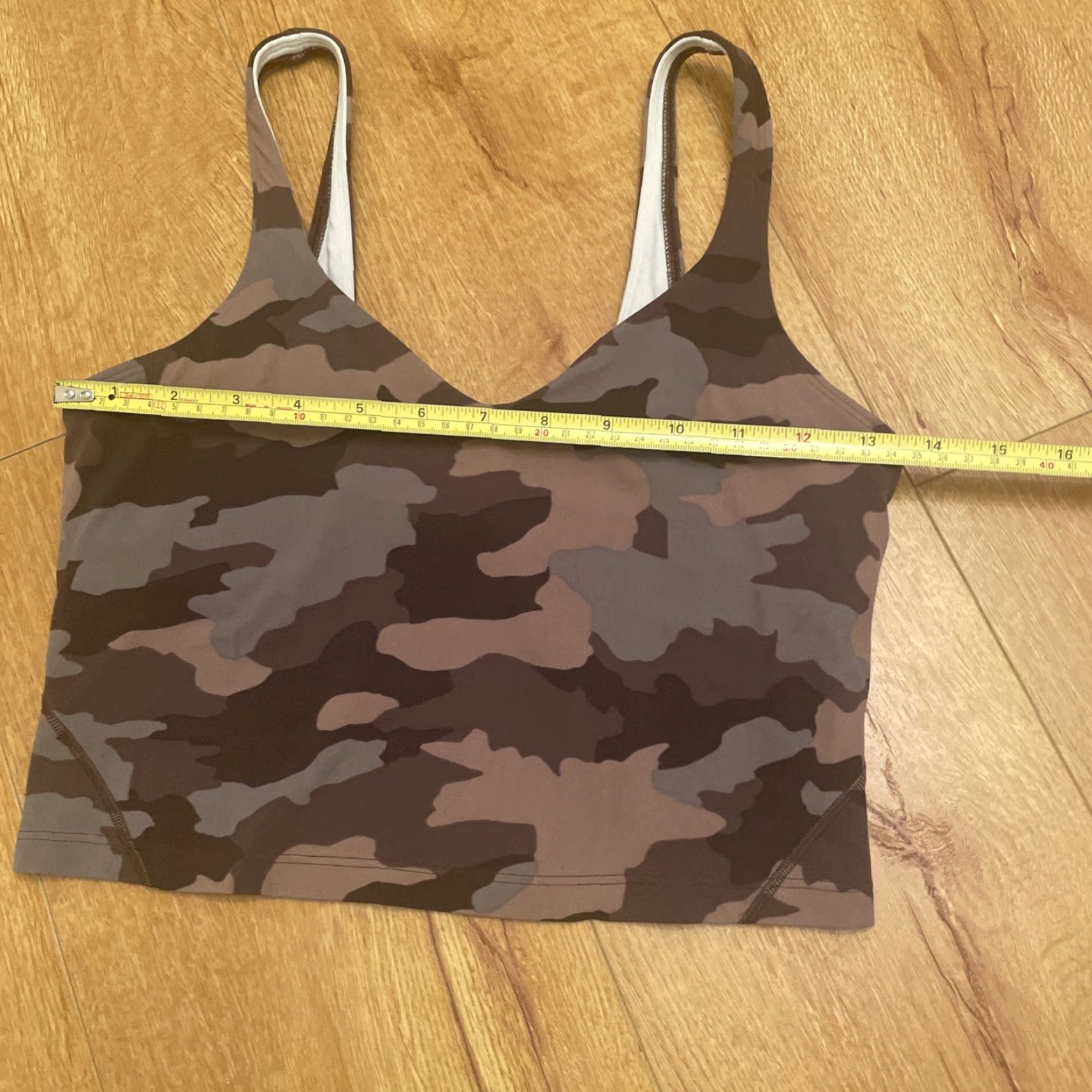 Lululemon VINTAGE Lululemon Align Tank Women Tank Cropped 6 Brown Camo Low Back Built-In Bra Yoga Compression Size ONE SIZE - 4 Thumbnail