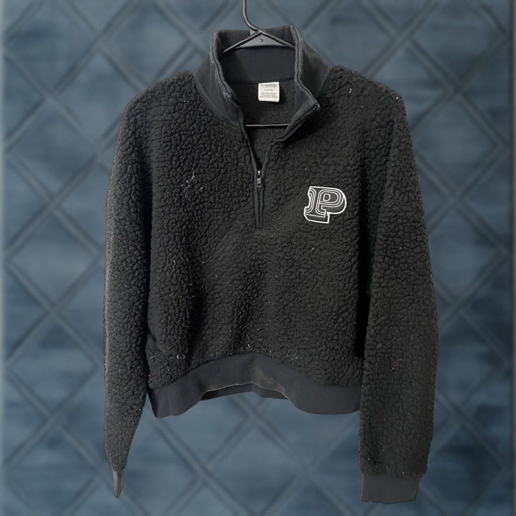 Victoria's Secret VINTAGE Victoria's Secret PINK Black Sherpa 1/4 Zip Long Sleeve Pullover Sweater Sz M Size M / US 6-8 / IT 42-44 - 1 Thumbnail