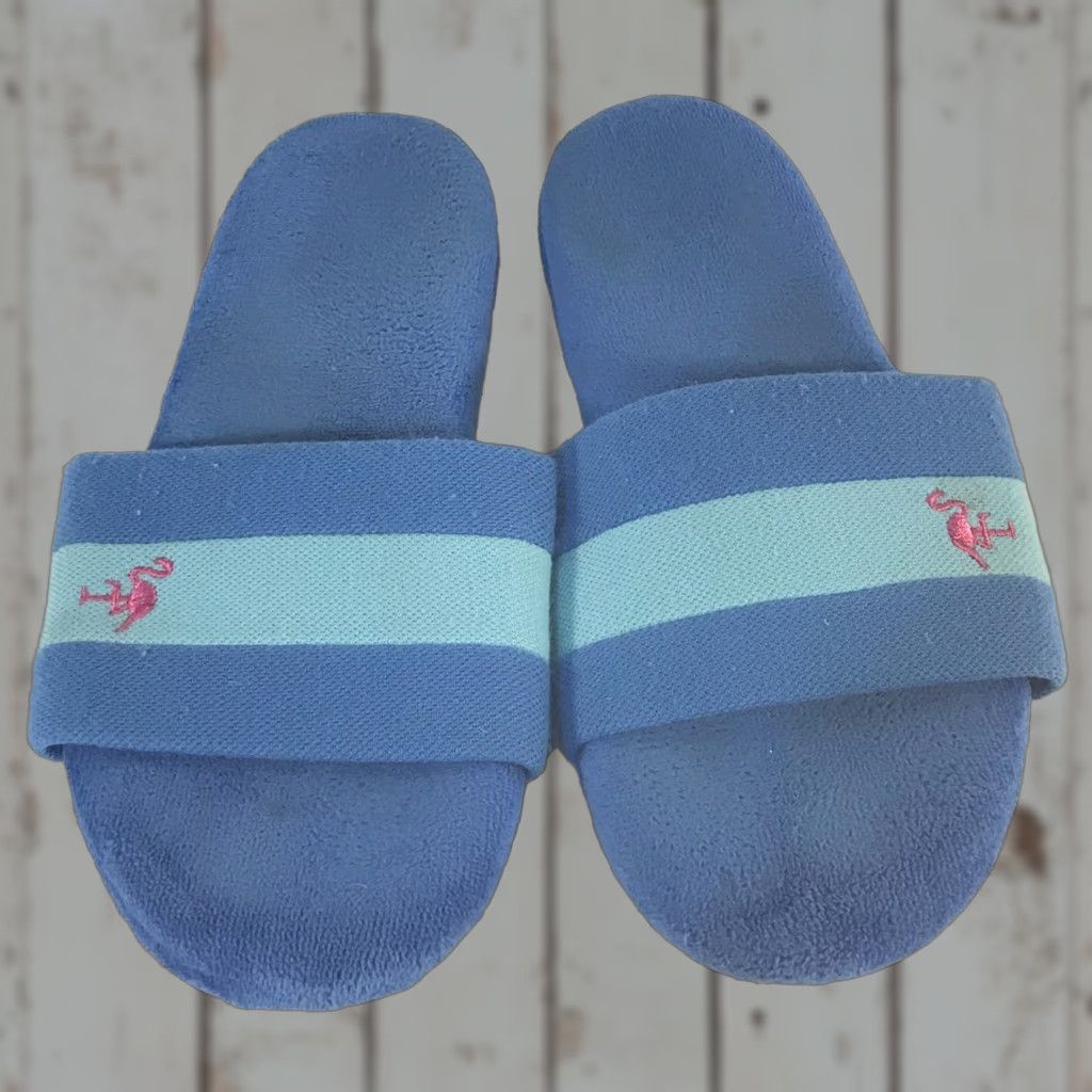 Vintage VINTAGE Isotoner Women's Slippers Slide Comfort Microfiber Pink Flamingo Striped 6.5-7 Size US 6.5 / IT 36.5 - 1 Thumbnail