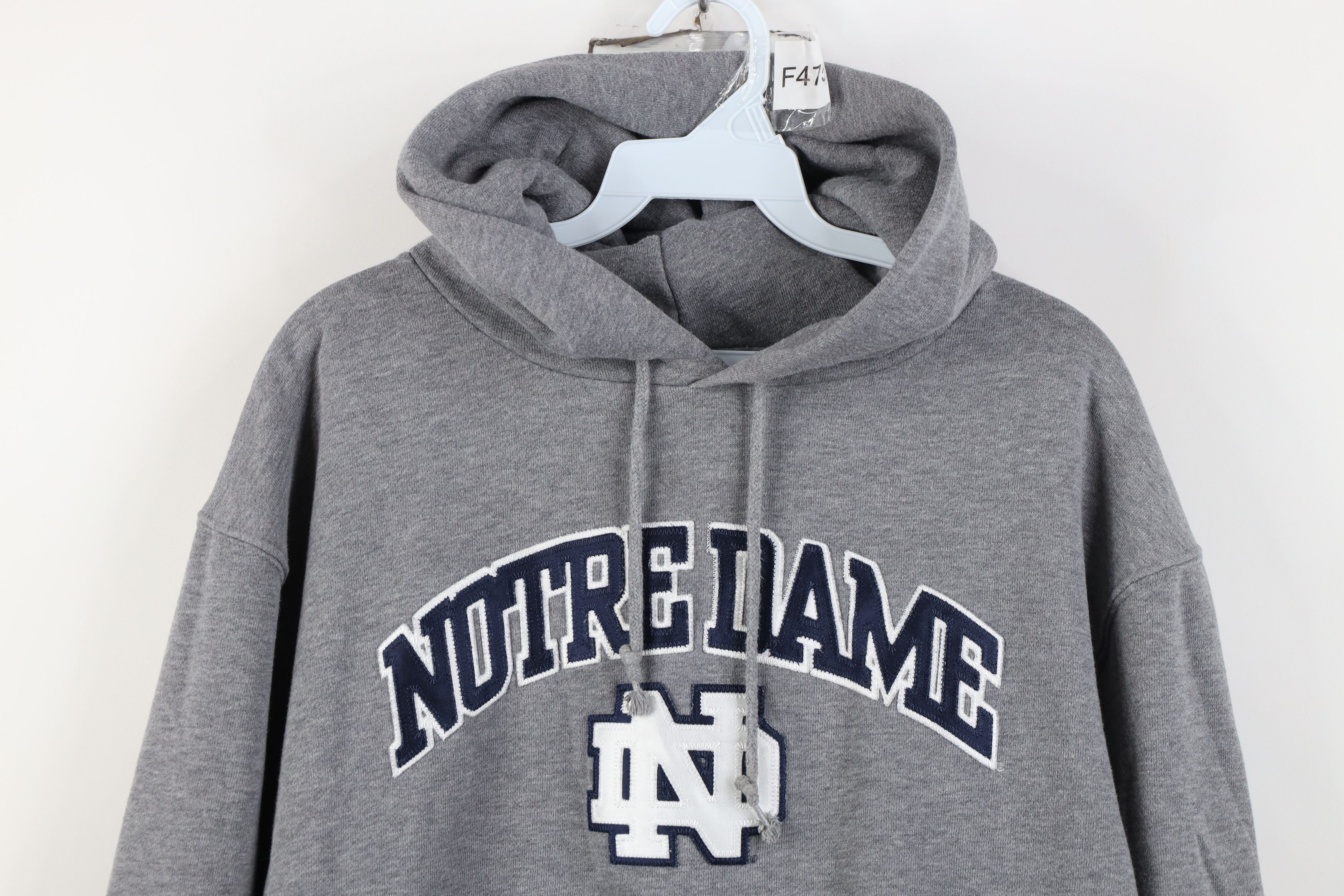Vintage Vintage 90s Notre Dame University Hoodie Sweatshirt Gray Size US L / EU 52-54 / 3 - 2 Thumbnail