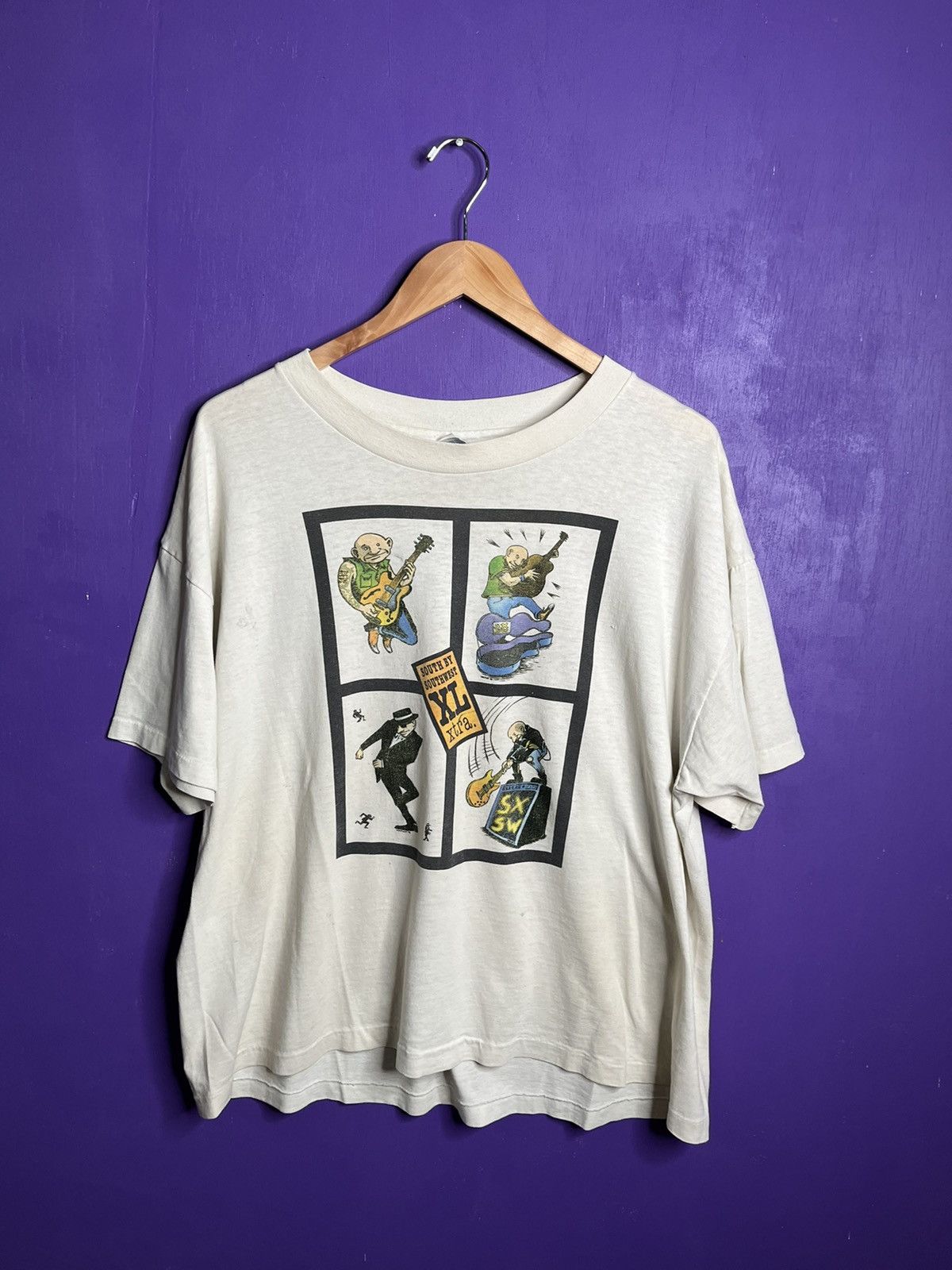 image of Band Tees x Made In USA Vintage 90's South By South West Bands Box T-Shirt in White, Men's (Size XL