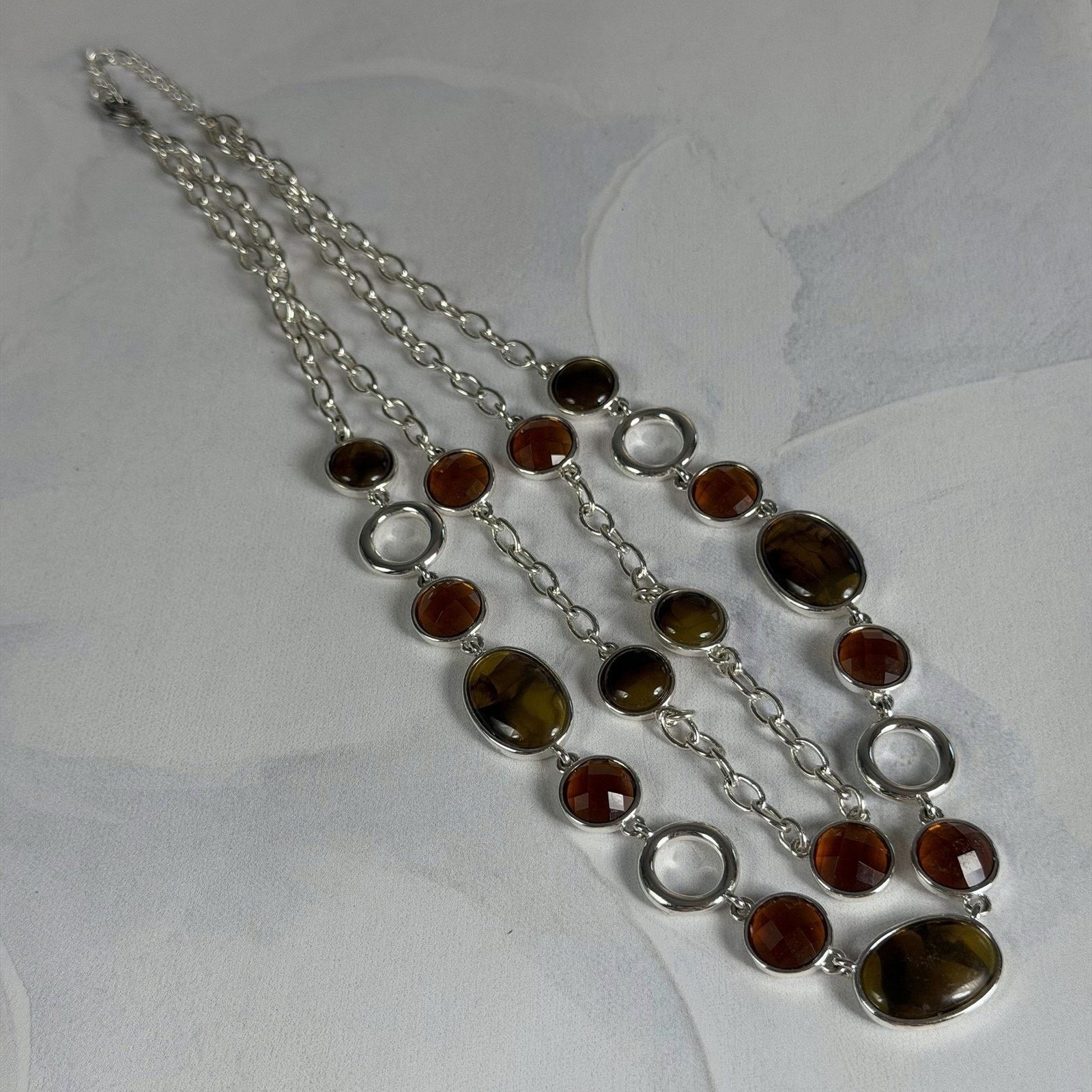 Monet VTG 1980 Monet Earth-Tones Faceted Bead 16" Layered Necklace Size ONE SIZE - 5 Thumbnail