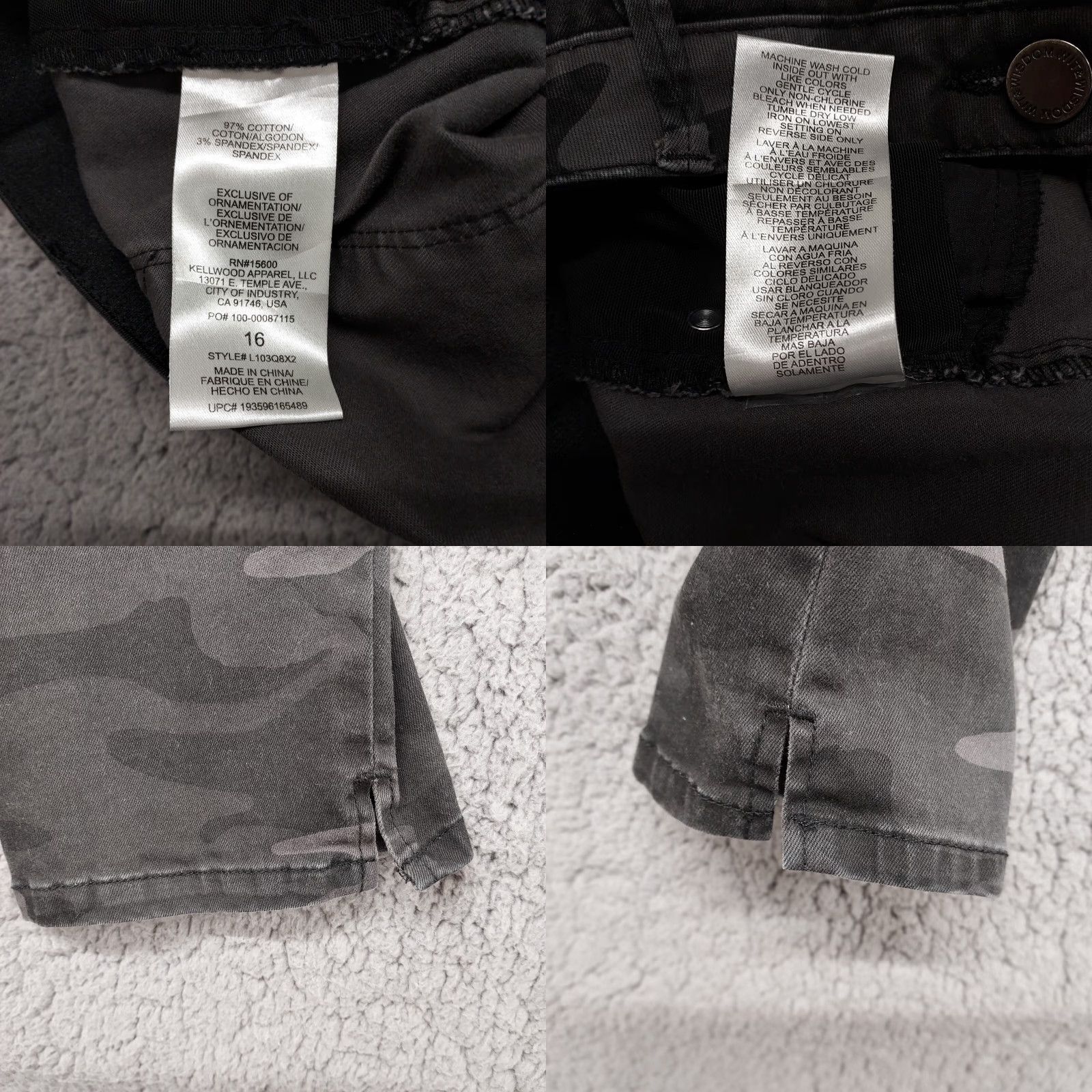 Vintage Wit & Wisdom Pants Jegging Gray Camouflage Denim 16 Womens Skinny Regular Jeans 90s Theme Casual Workwear Size 38" / US 16 / IT 52 - 8 Thumbnail