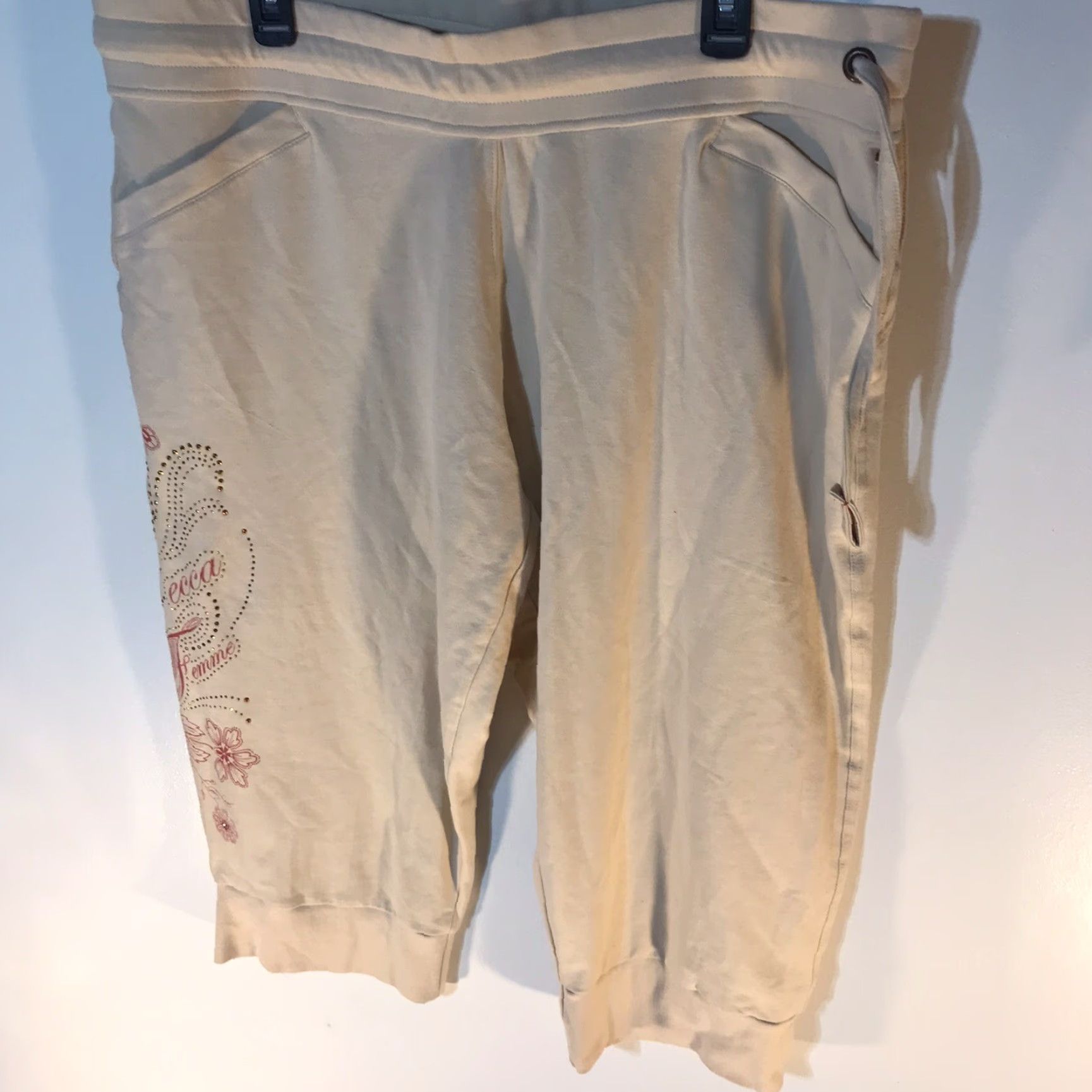 Vintage VINTAGE Mecca Femme Women's 2X Floral Cropped Top & Pants Set Cotton Spandex Casual Activewear Size XXL / US 16-18 / IT 52-54 - 5 Thumbnail
