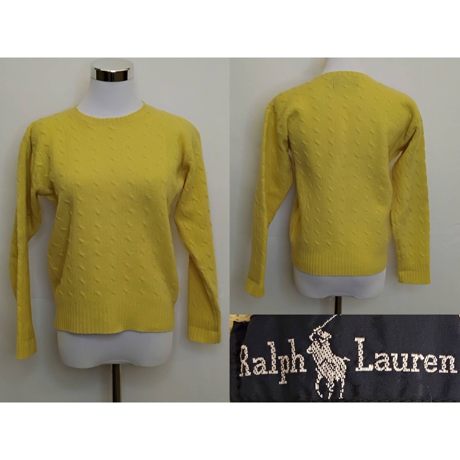 Ralph Lauren Ralph Lauren Lambswool Sweater Women's S Yellow Cable Worn Size S / US 4 / IT 40 - 1 Thumbnail
