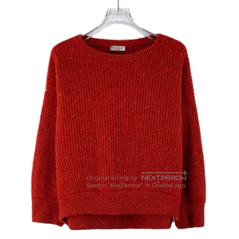 Brunello Cucinelli Brunello Cucinelli Red Wool Crewneck Long Sleeve Knit Swea Size M / US 6-8 / IT 42-44 - 1 Thumbnail