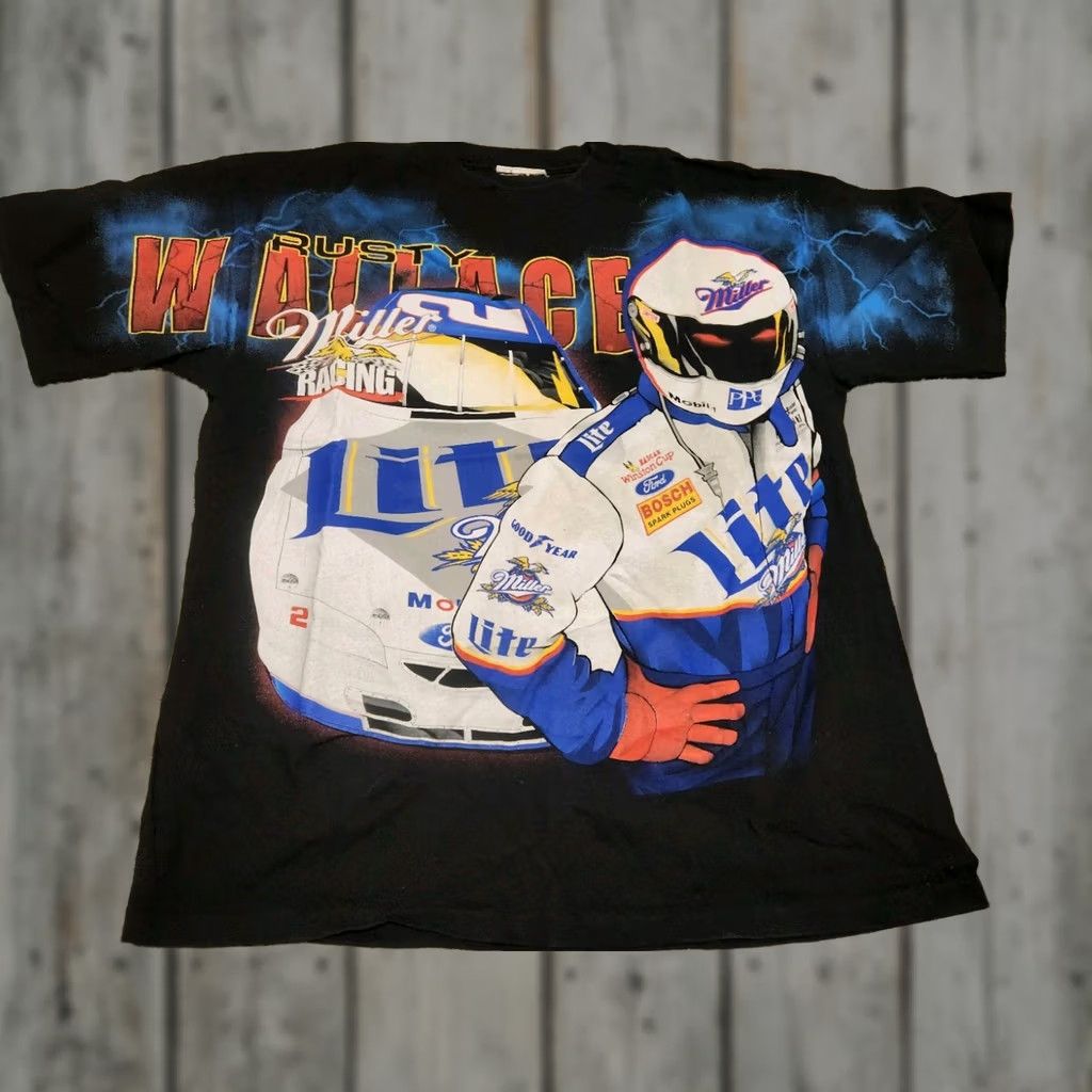 NASCAR VINTAGE 90’s Nascar Mark Martin Tee XL Cotton Black Logo Crew Neck Men T-Shirt 90s Music Size US XL / EU 56 / 4 - 1 Thumbnail