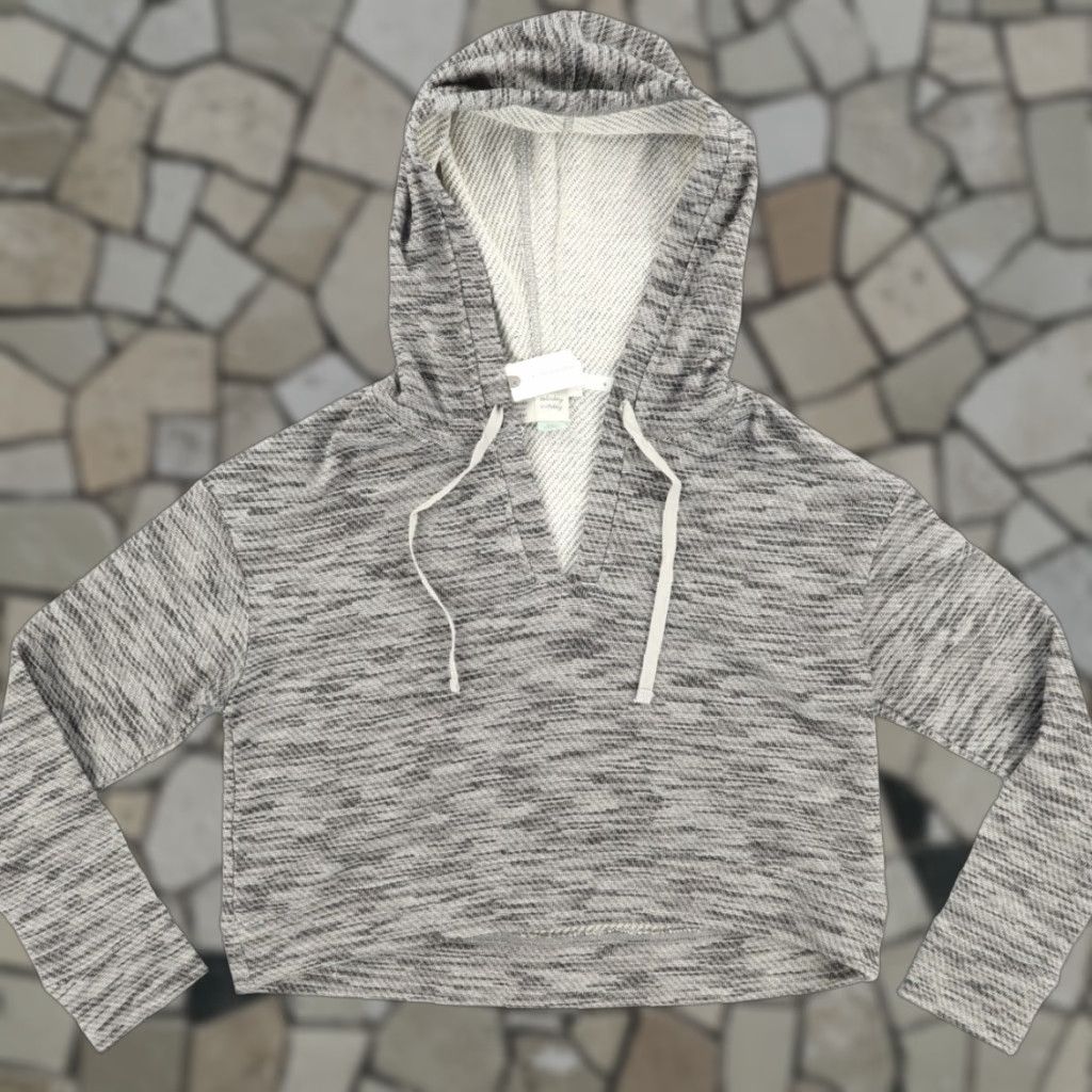 Anthropologie Saturday Sunday for Anthropologie Crop Heather Gray Women's S Hoodie Size S / US 4 / IT 40 - 1 Thumbnail