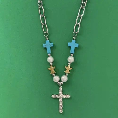 Jewelry Titanium Steel CZ Cross Pendant Necklace for Men Women Size ONE SIZE - 4 Thumbnail
