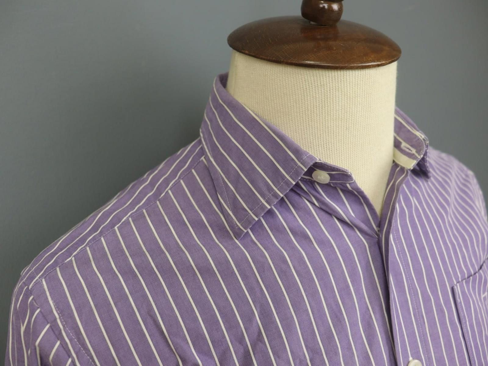 Designer Boggi Milano Purple White Striped Shirt Size M Size US M / EU 48-50 / 2 - 1 Thumbnail
