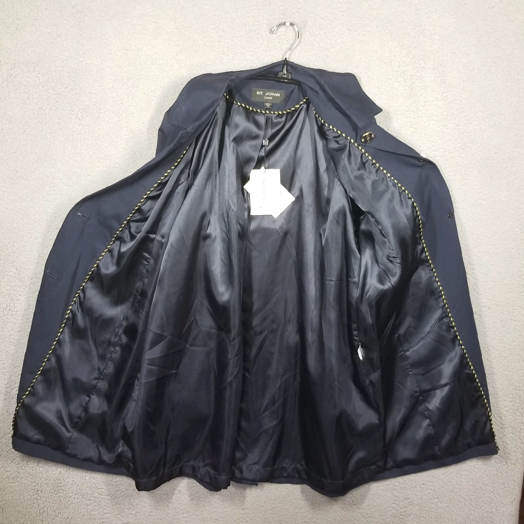St. John St. John Coat Luxury Jacket XL Navy Blue Overcoat Cotton Blend NWT Women XL Coat H681W21 Size XL / US 12-14 / IT 48-50 - 4 Thumbnail