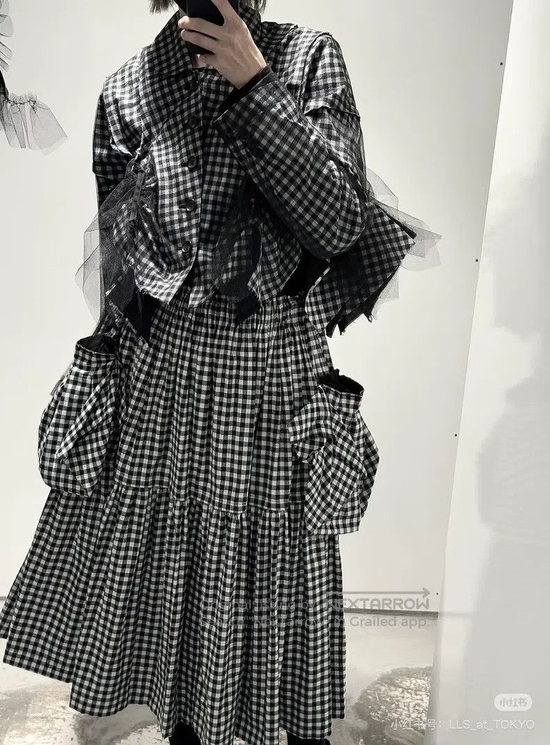 Comme des Garcons Comme Des Garcons Black and White Plaid Pleated Big Pocket Size 22" - 7 Thumbnail