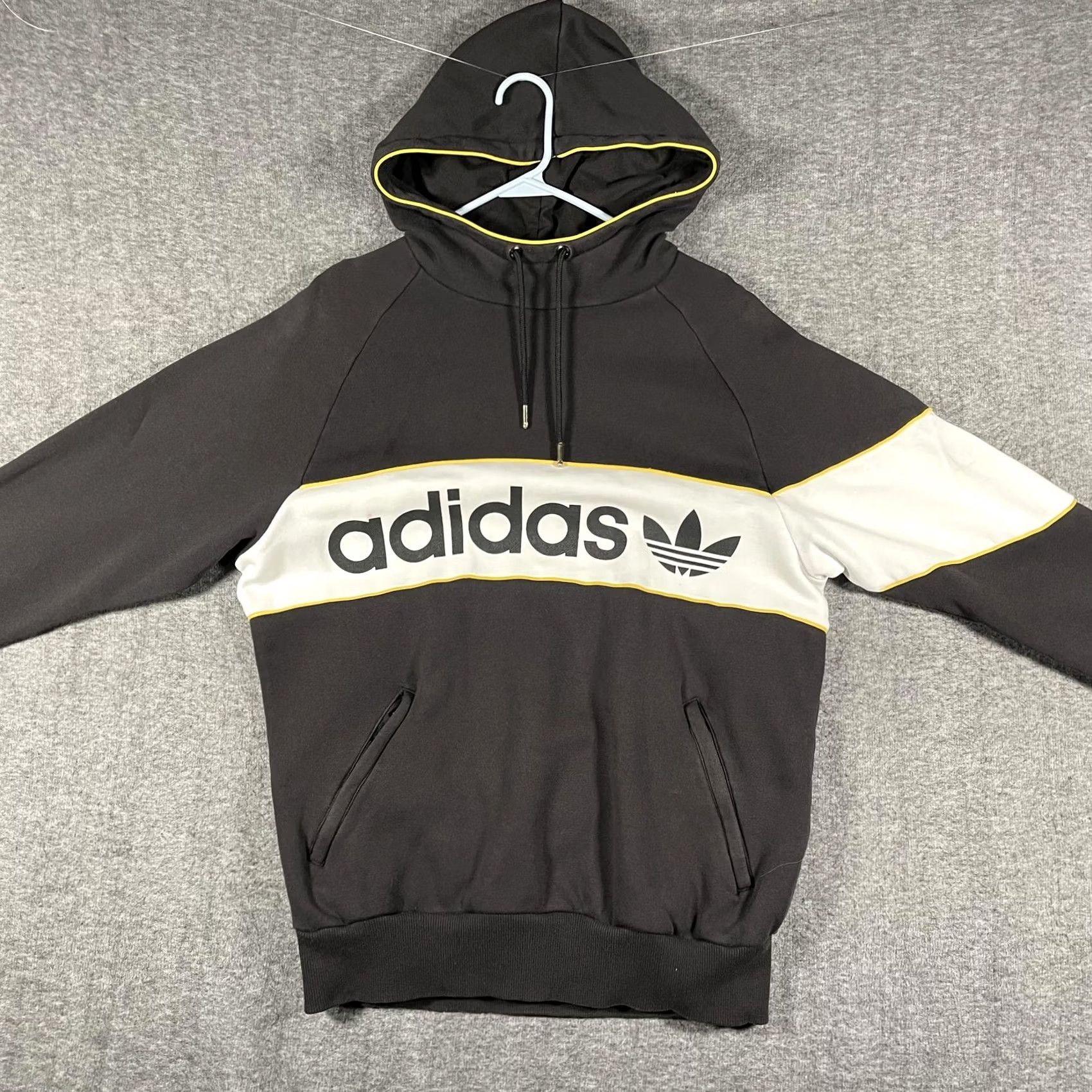Adidas Adidas Originals Hoodie Mens Large Black Trefoil Logo Pullover Fleece Stripe Size US L / EU 52-54 / 3 - 5 Thumbnail