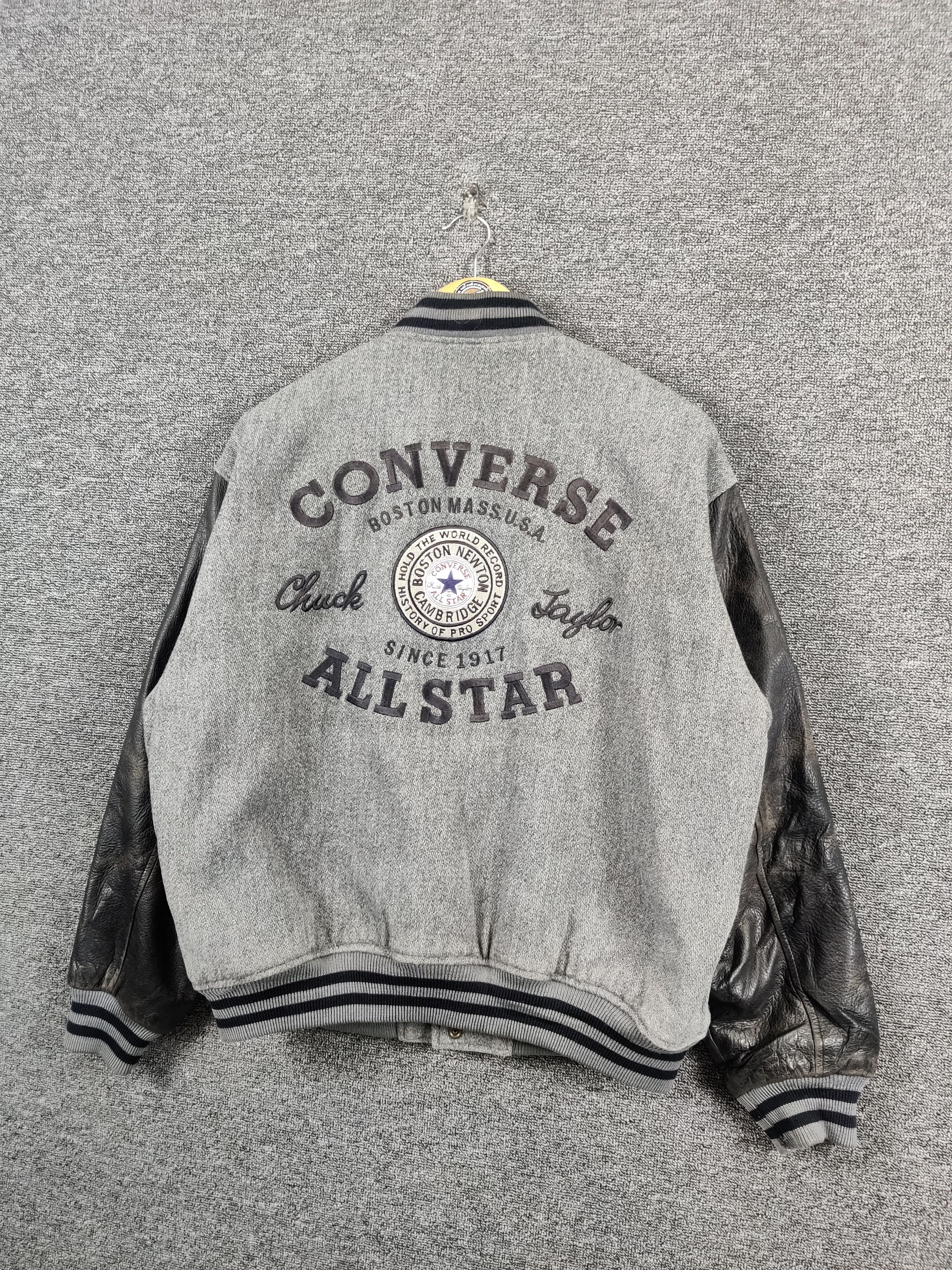 Converse Vintage 90s Converse Embroidery Varsity Leather Jacket Size US L / EU 52-54 / 3 - 2 Thumbnail