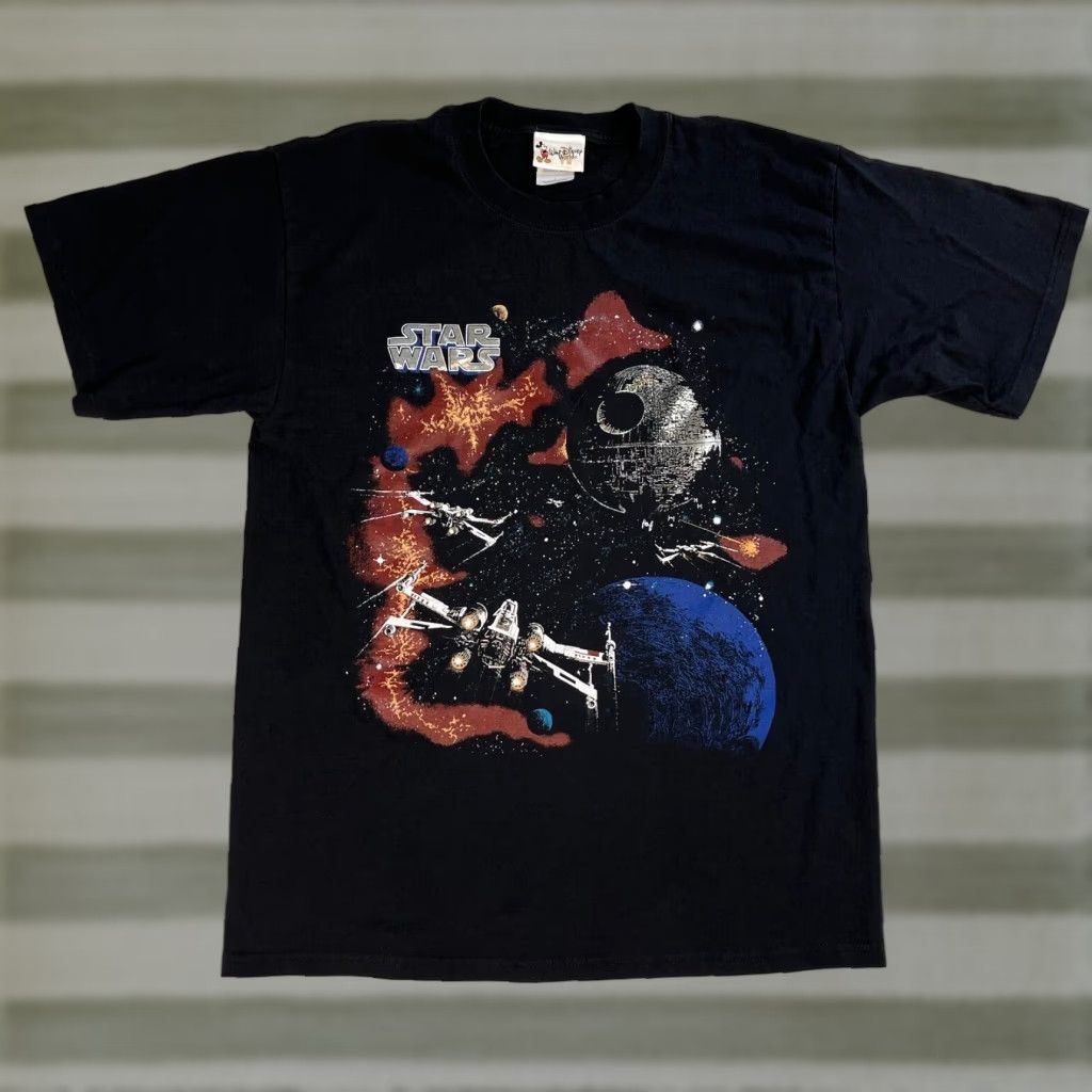 Disney VINTAGE Walt Disney World Star Wars T-Shirt Mens Large Black Short Sleeve Crew Neck T-Shirt 100% Cotton Movie Theme Star Wars Mens Vintage Size L Size US L / EU 52-54 / 3 - 1 Thumbnail