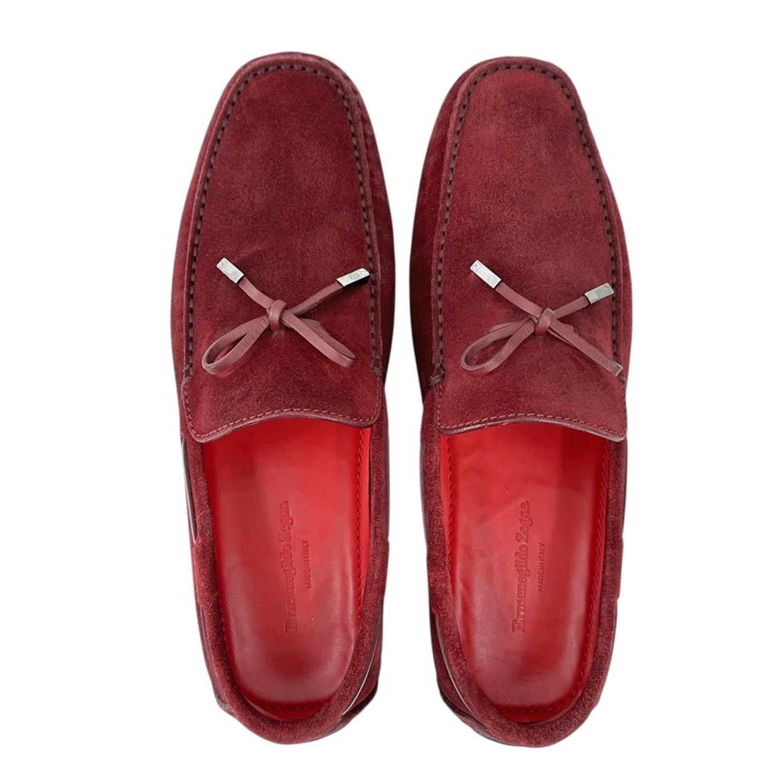 Ermenegildo Zegna Burgundy Red Suede Leather Driving Shoes Loafers Size US 8 / EU 41 - 5 Thumbnail