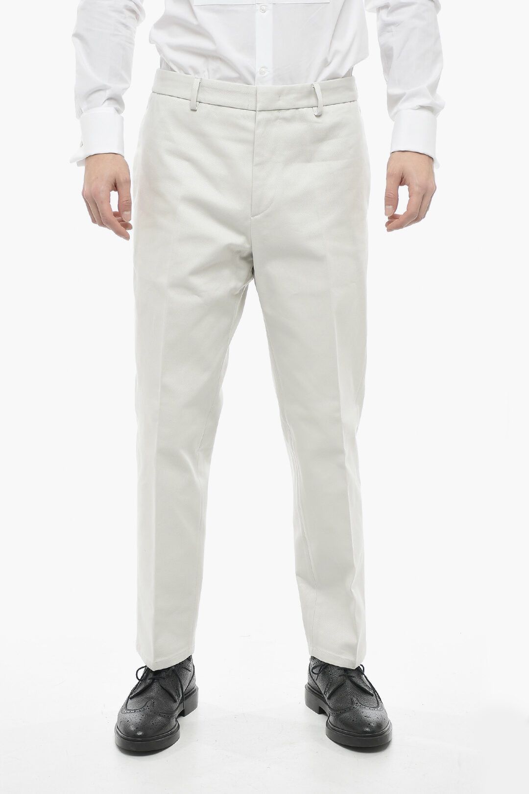 image of Jil Sander Og1Mm0424 Twill Cotton Chinos Pant In White, Men's (Size 34)