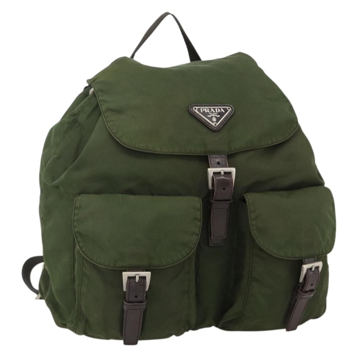 Prada PRADA Backpack Nylon Green Silver Auth bs34371  display picture 3