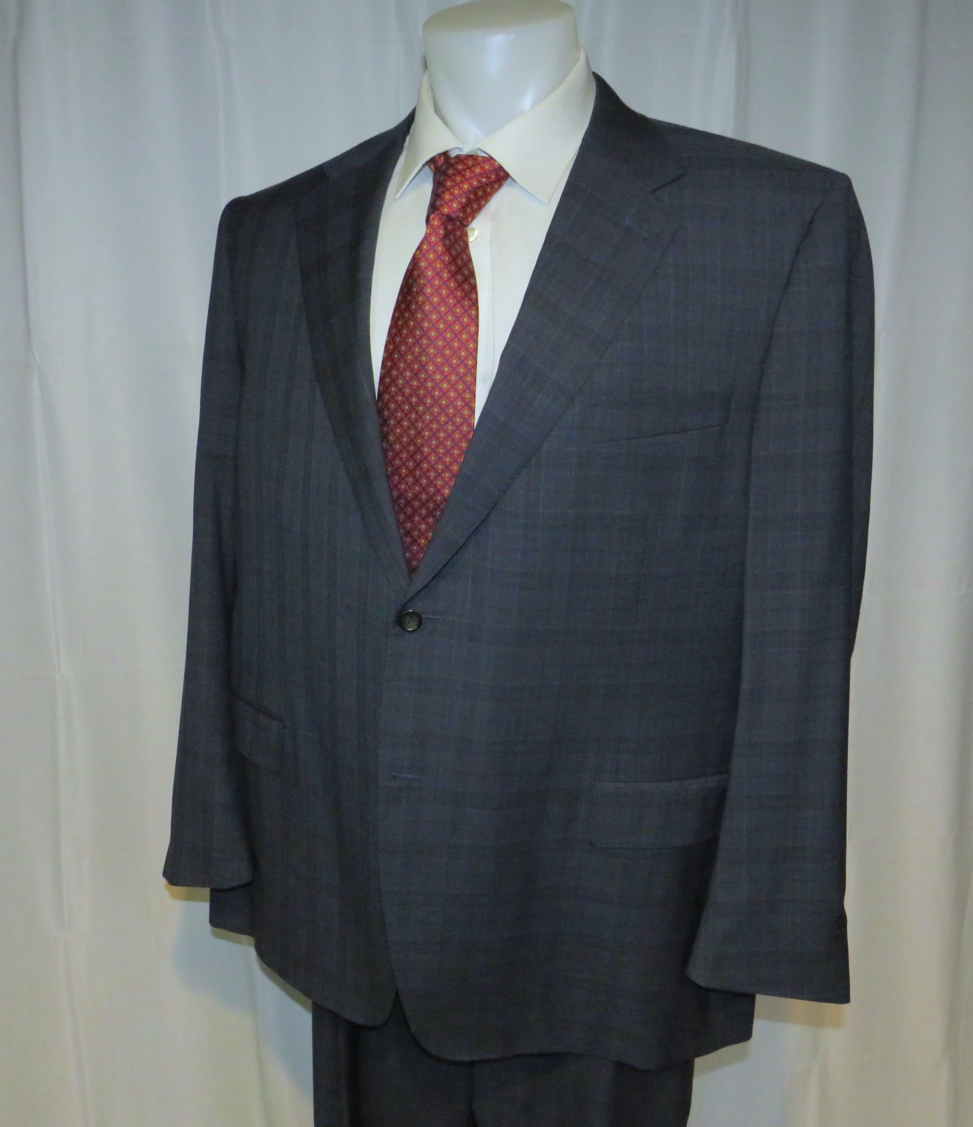 Canali Super 150 Brown Label Blue Plaid Two Button Sui Size 50L - 8 Thumbnail