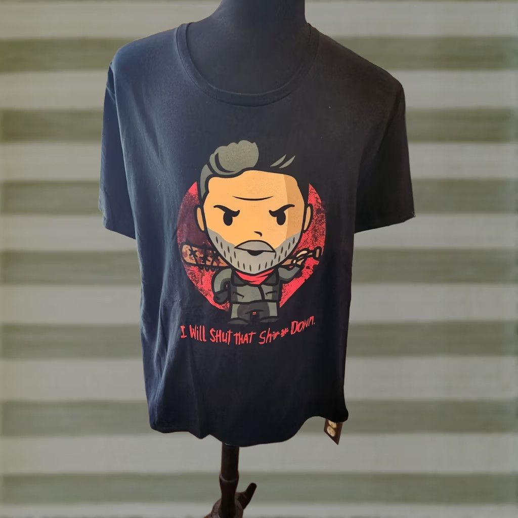 Vintage TWD The Walking Dead Negan I Will Shut That * Down Shirt XL Black Crew Neck 100% Cotton Mens Short Sleeve Size US XL / EU 56 / 4 - 1 Thumbnail