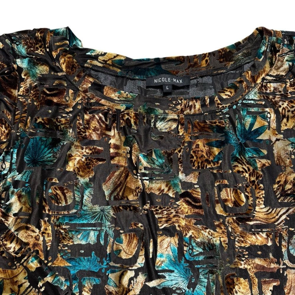 Other Nicole Max Velvet Burnout Long Sleeve Asymmetrical Hem Top Size L / US 10 / IT 46 - 9 Thumbnail