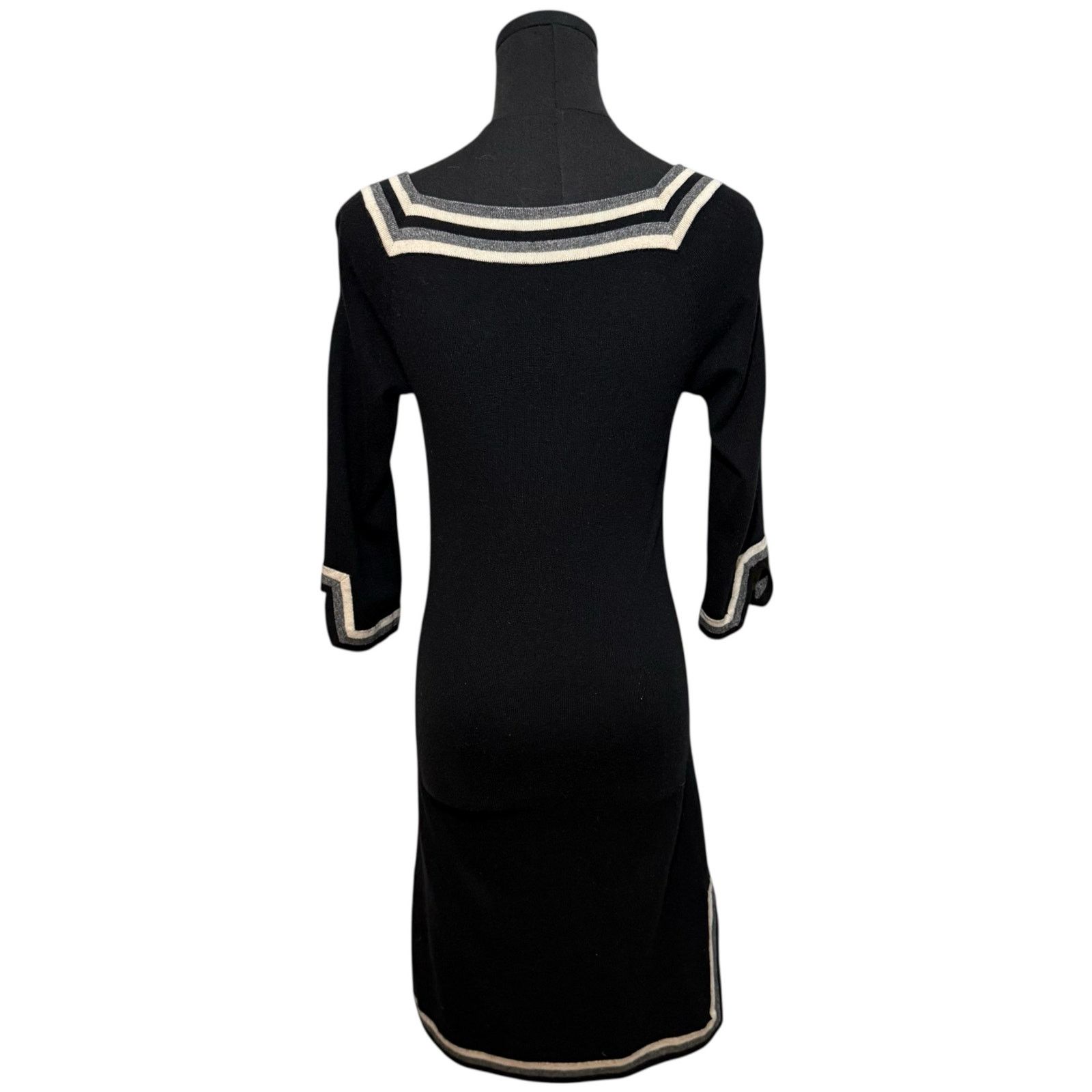 Jaeger Jaeger London Dress Silk Cashmere 3/4 Sleeves Black & White Size XS / US 0-2 / IT 36-38 - 9 Thumbnail