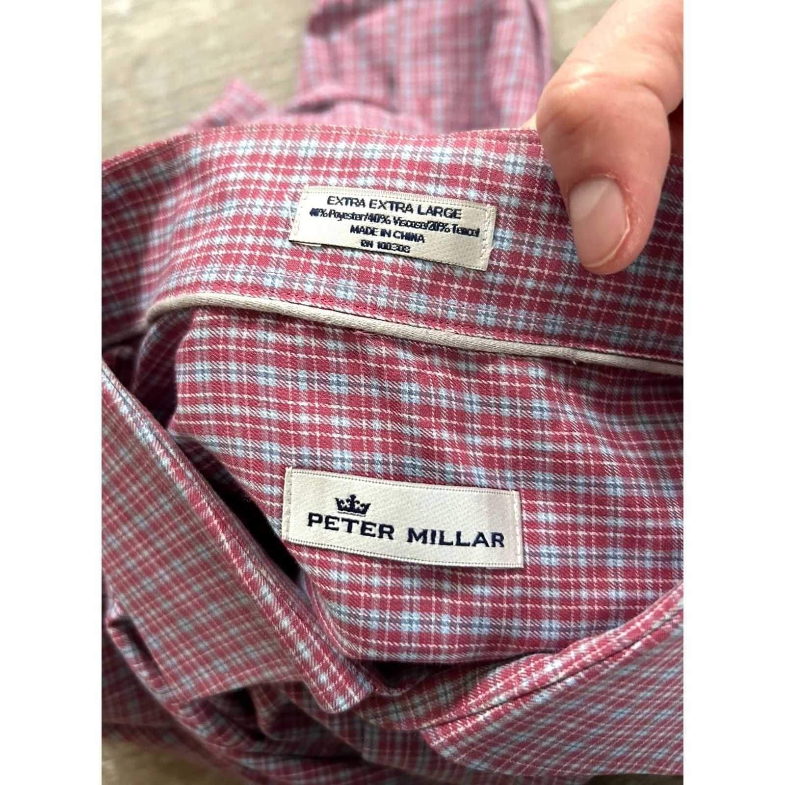 Peter Millar Peter Millar Button-Up Shirt Plaid Check Red 2XL Polyester Blend Long Sleeve Collared Button Front Size US XXL / EU 58 / 5 - 3 Thumbnail
