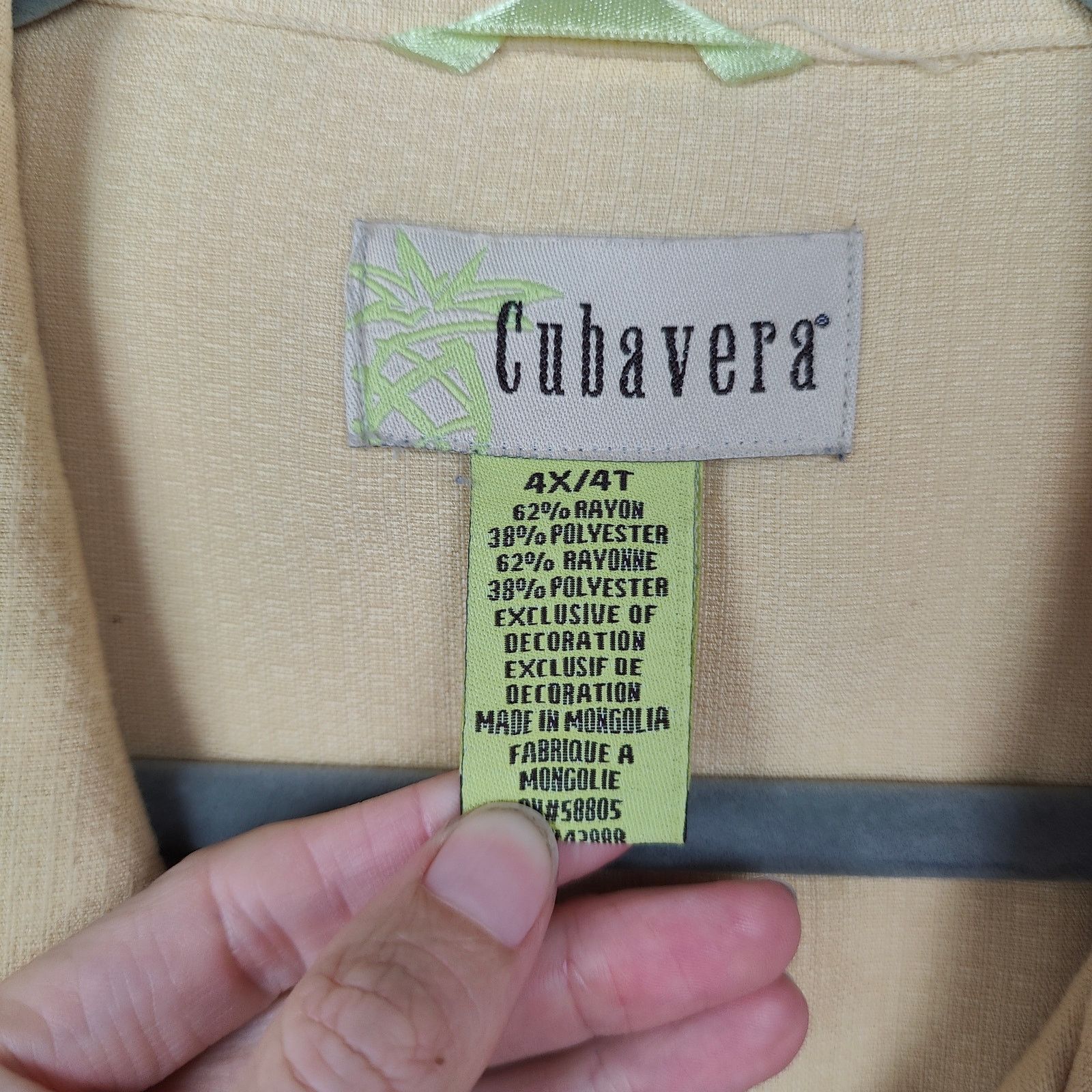 Cubavera Cubavera Rayon Blend Hawaiian Shirt Mens 4XL Pale Yellow Size US XXL / EU 58 / 5 - 8 Thumbnail