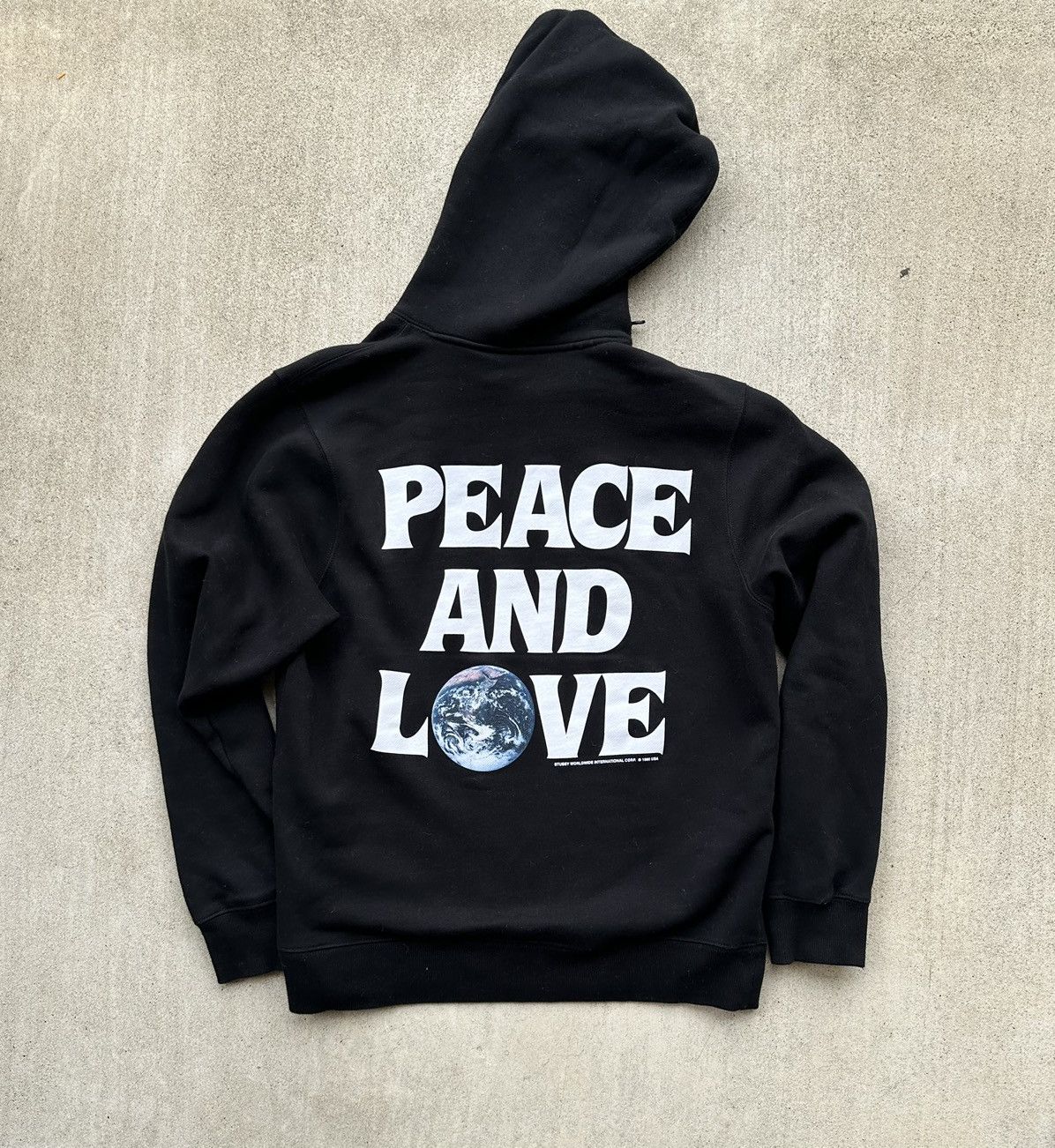 Stussy Stussy Hoodie Men Size Small Black Peace And Love Skater Grailed