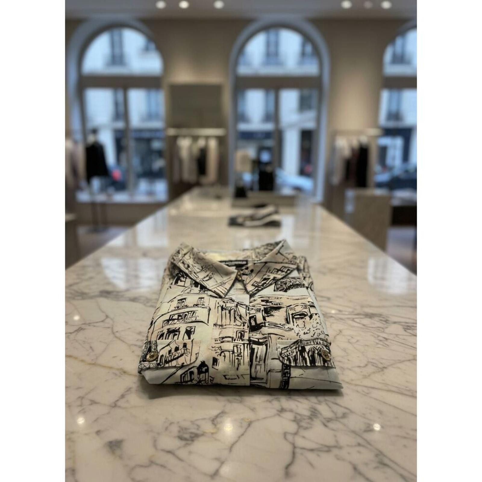 Karl Lagerfeld Karl Lagerfeld Paris Parisian Landmarks Print Blouse Size L Size L / US 10 / IT 46 - 2 Thumbnail