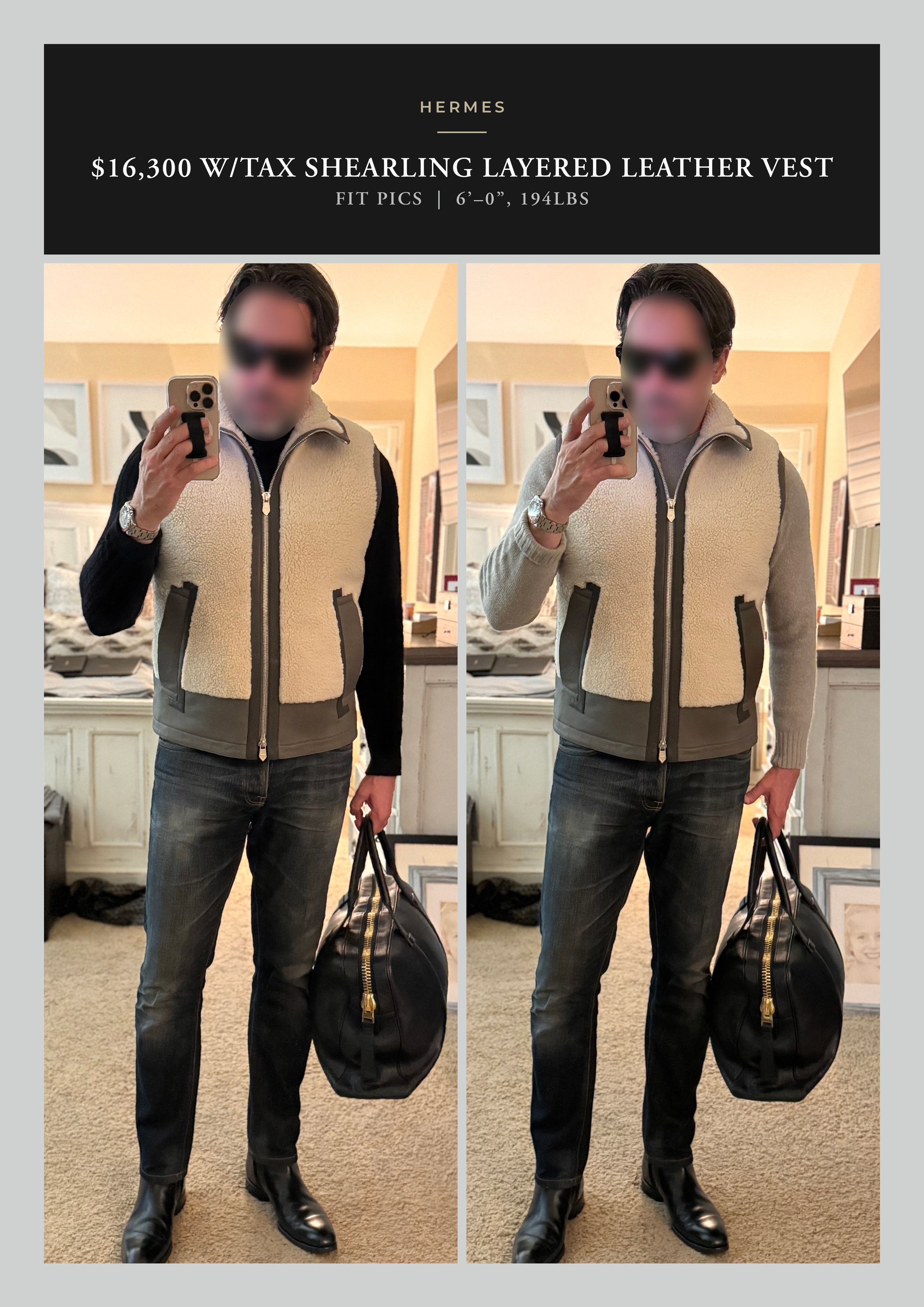 Hermes Ultimate Ultra Rare $16K w/tax Calf Shearling Leather Vest Size US M / EU 48-50 / 2 - 18 Thumbnail
