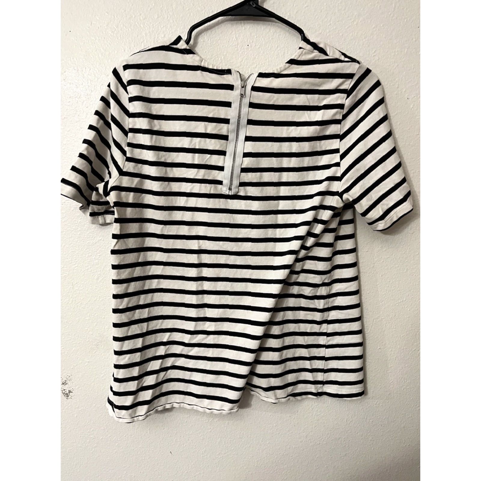 Gap Gap T-Shirt Women L Blue & White Striped Exposed Zipper Crew Neck Short Sleeve Nautical Basic Size L / US 10 / IT 46 - 3 Thumbnail