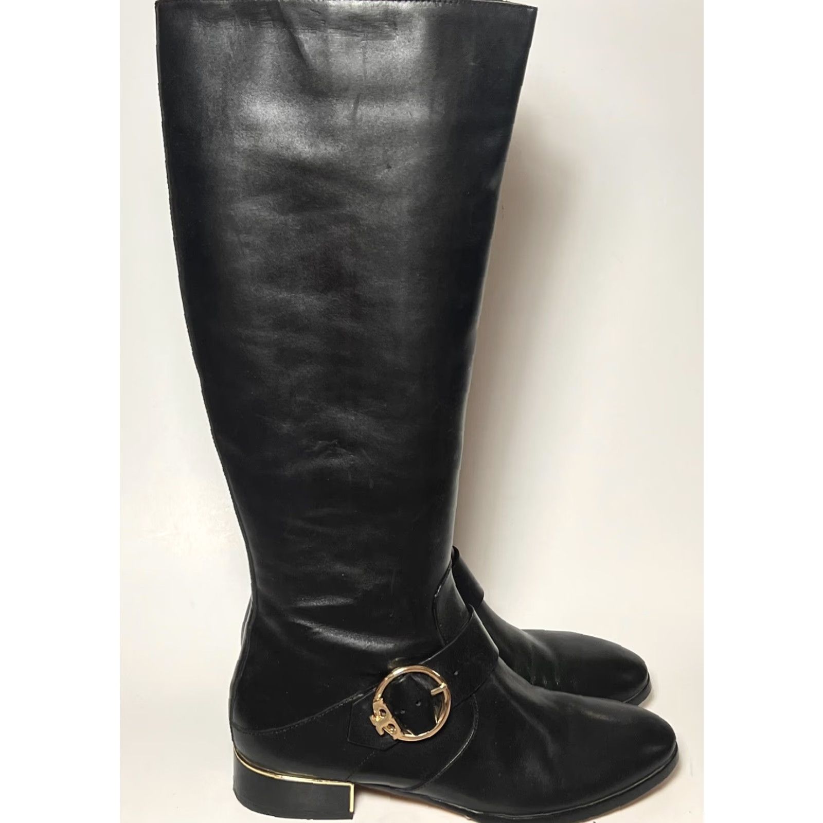 Tory Burch Tory Burch Sofia Knee High Riding Boots 9 Black Leather Zip Buckle Logo Womens Boots Size US 9 / IT 39 - 2 Thumbnail