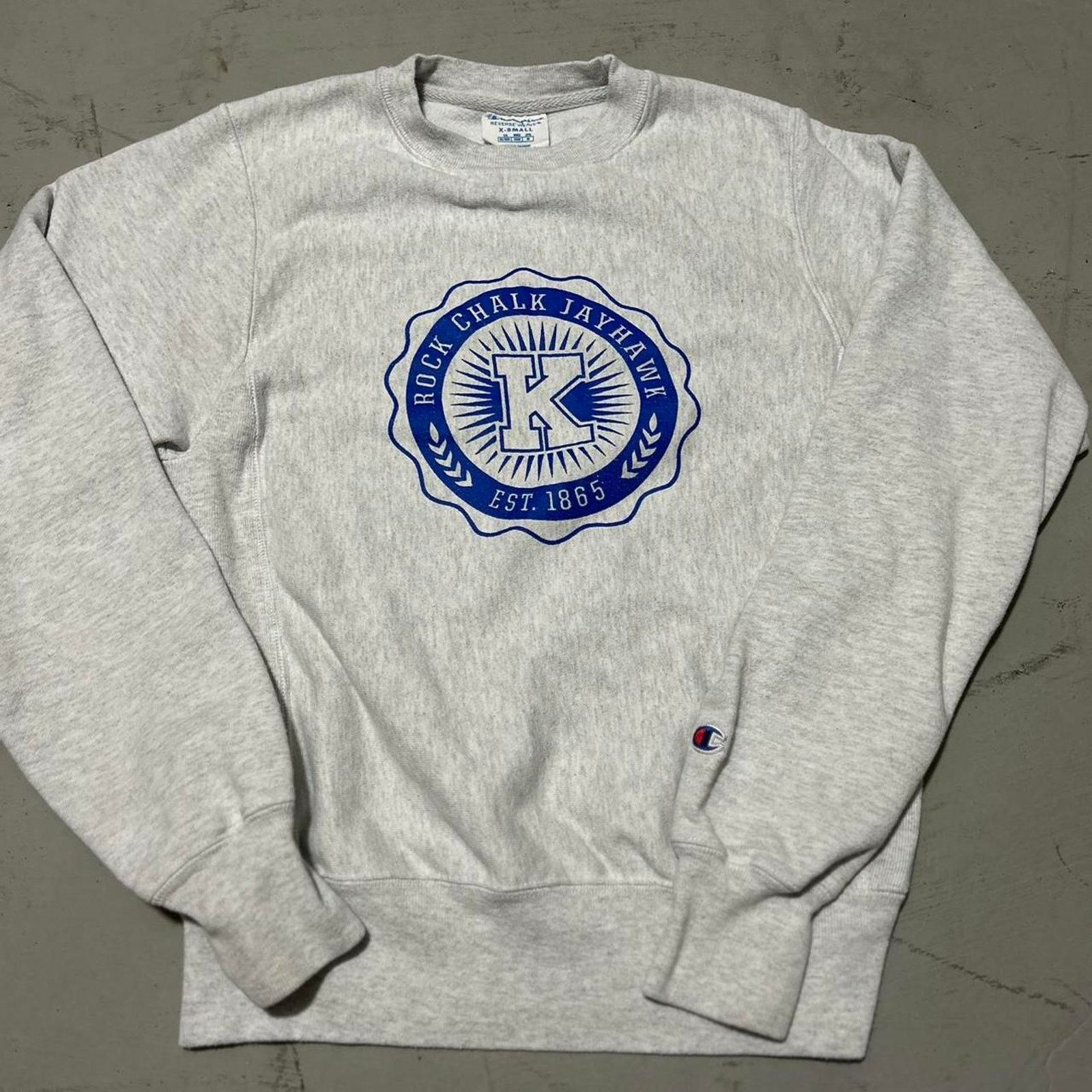 Champion **Champion Kansas Jayhawks Rock Chalk Reverse Weave Crewneck Size US XS / EU 42 / 0 - 1 Thumbnail