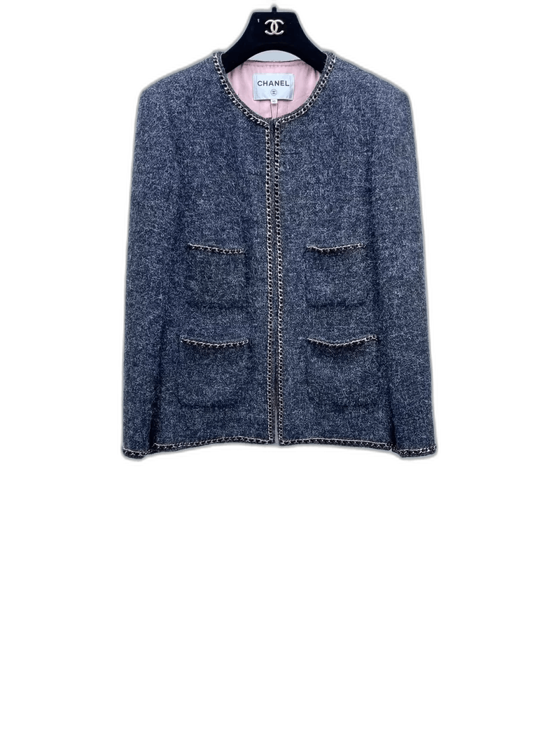 Chanel Chanel Gray Classic Four Pocket Jacket Size US L / EU 52-54 / 3 - 1 Thumbnail