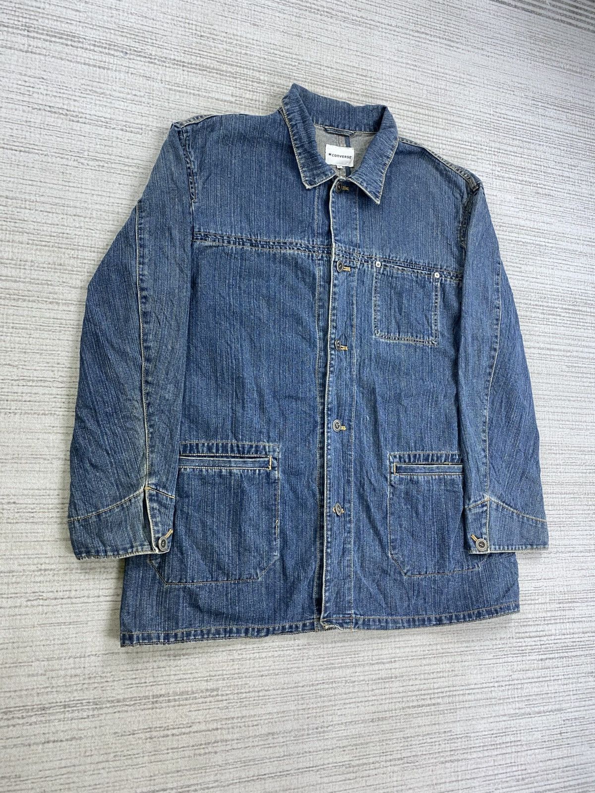 Converse × Vintage Vintage Converse Work Wear Denim Jacket Size US XL / EU 56 / 4 - 3 Thumbnail