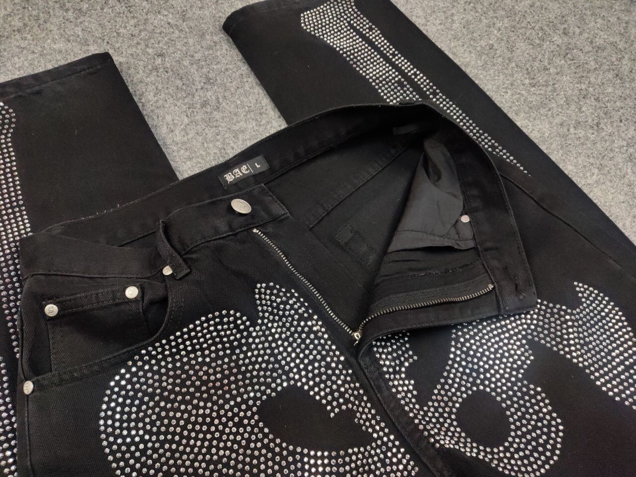 Japanese Brand Vintage Japanese Skeleton diamond Logo Black Denim Jeans Size US 30 / EU 46 - 12 Thumbnail