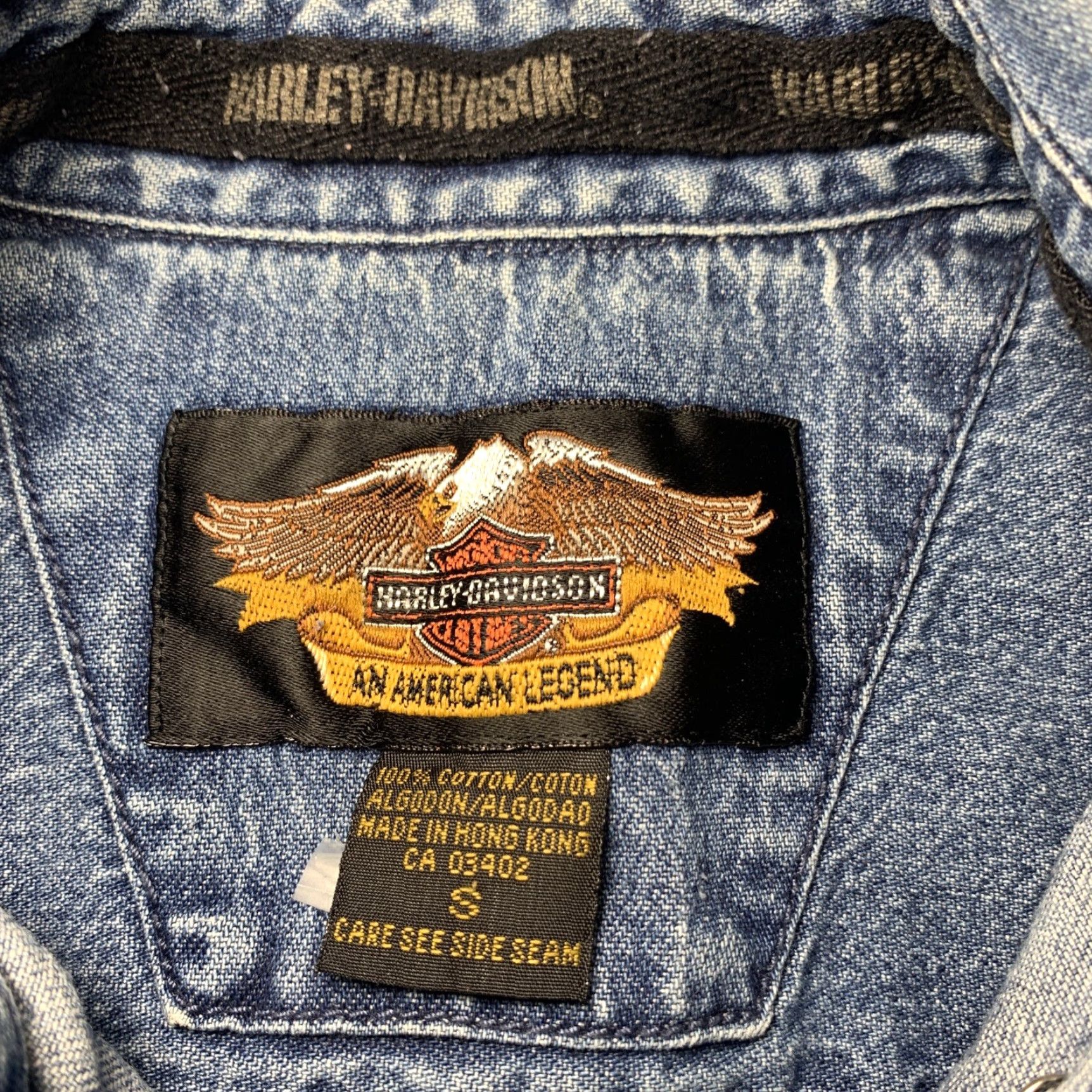 Harley Davidson Harley-Davidson Women's Denim Button Down Shirt Short Sleeve Logo Cotton Small Blue Size S / US 4 / IT 40 - 7 Thumbnail