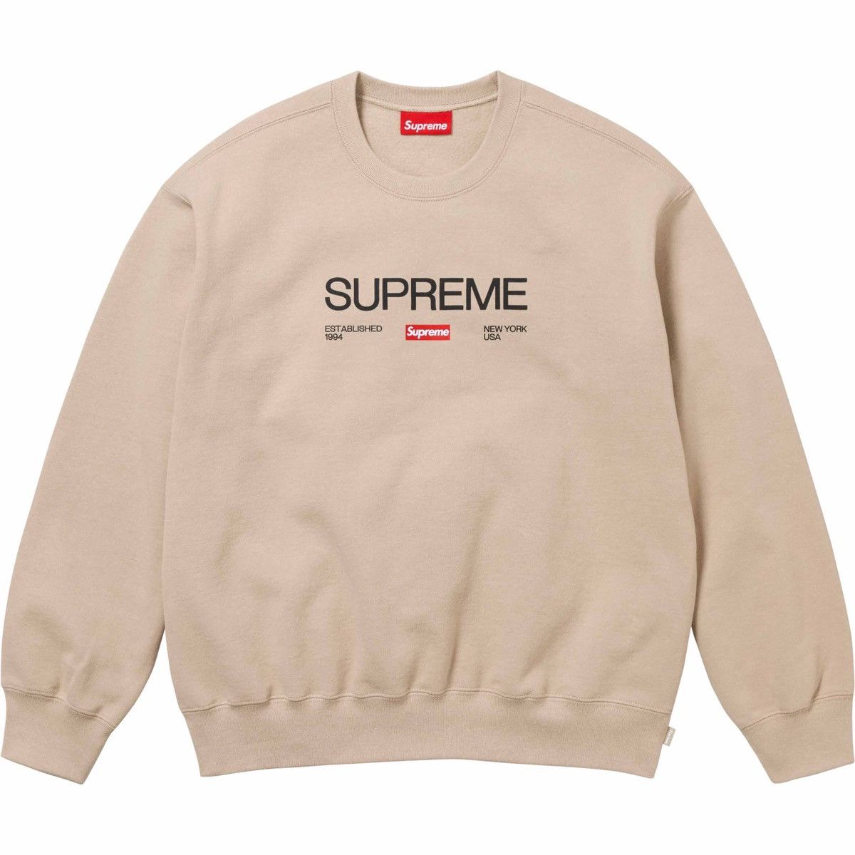 image of Supreme Established Crewneck in Clay, Men's (Size Medium)