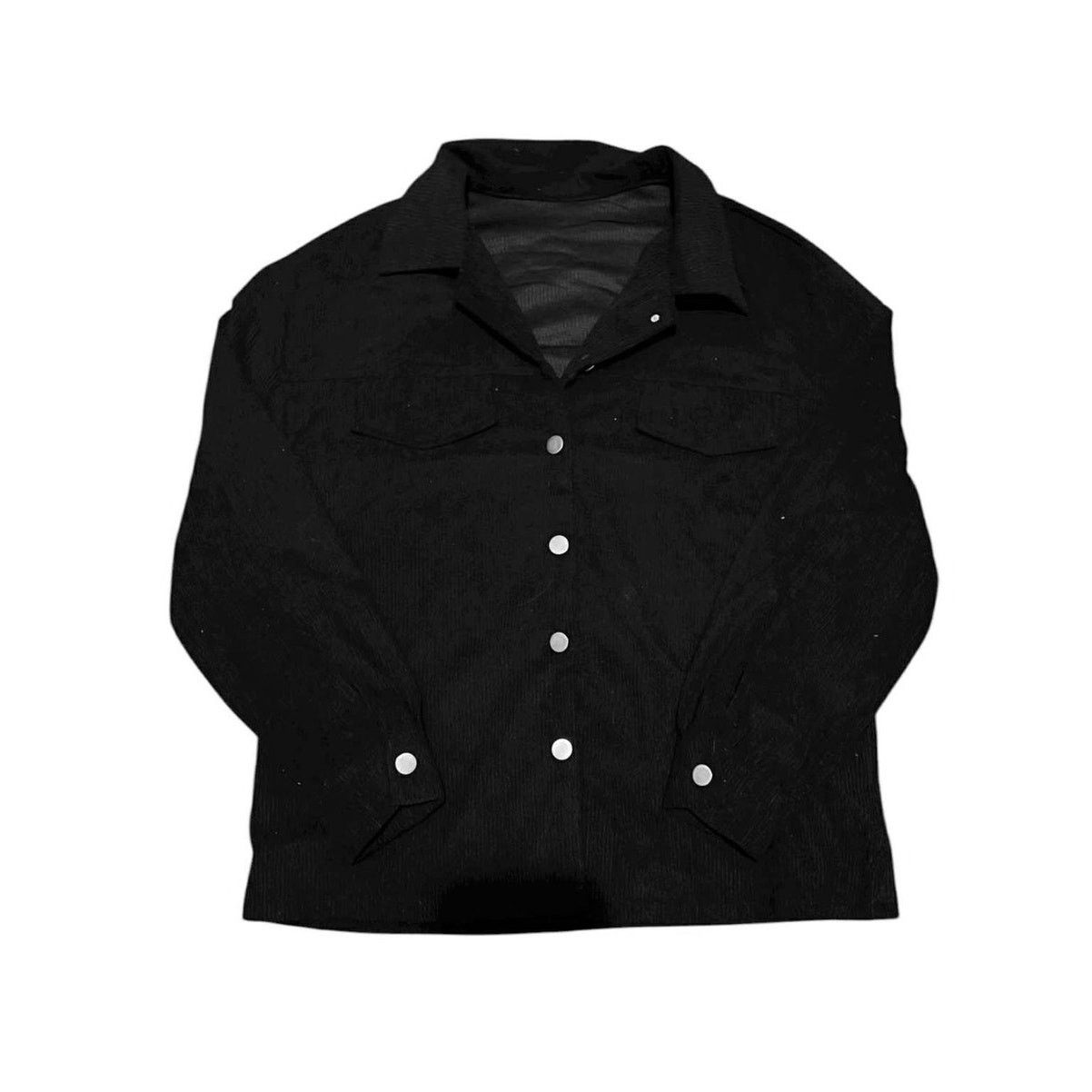 Other Black Corduroy Light Weight Jacket Coat Button Up S/M Size M / US 6-8 / IT 42-44 - 3 Thumbnail